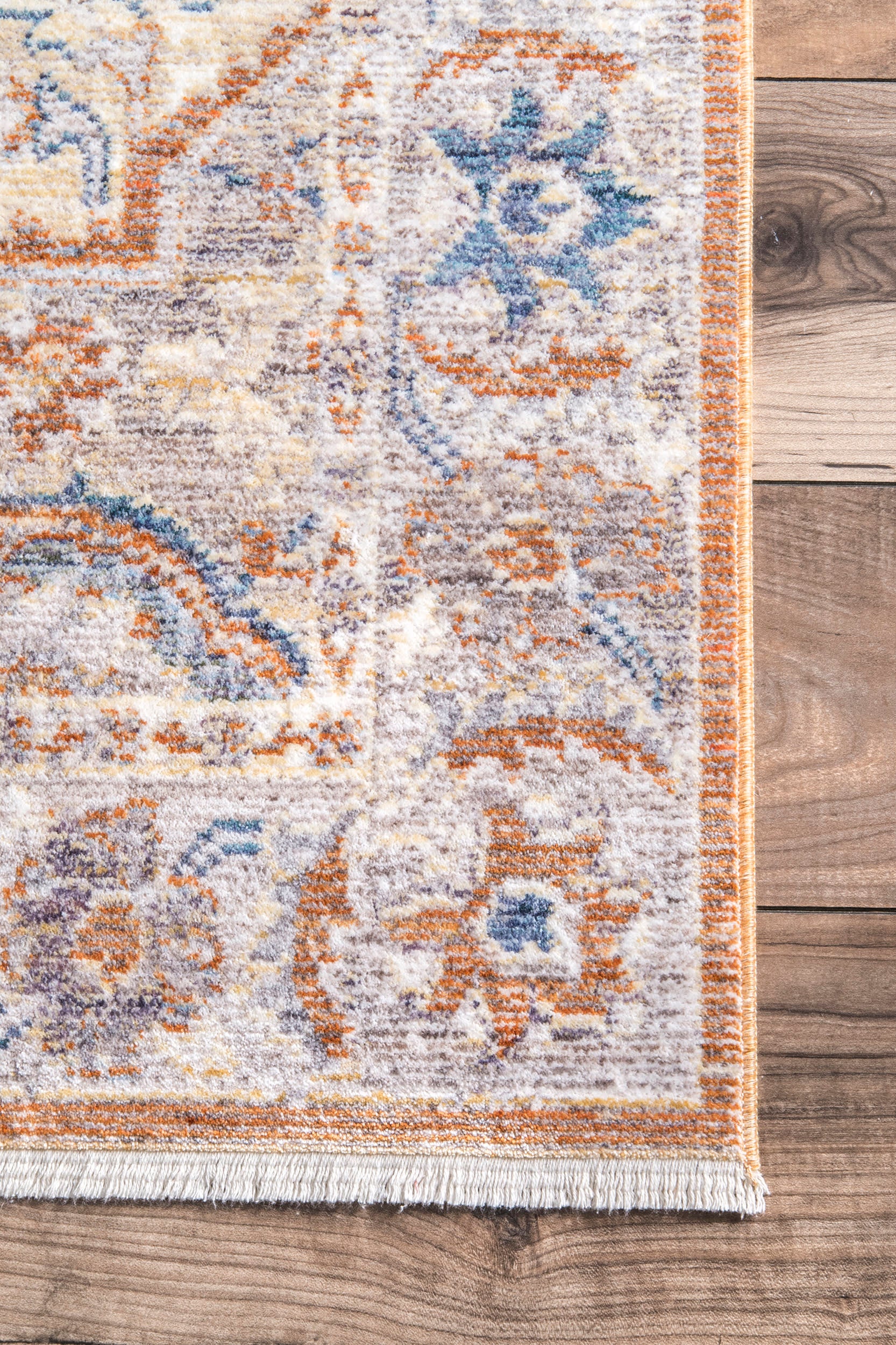 Quatrefloral Tribal Fringe Rug | Orange - Image 3