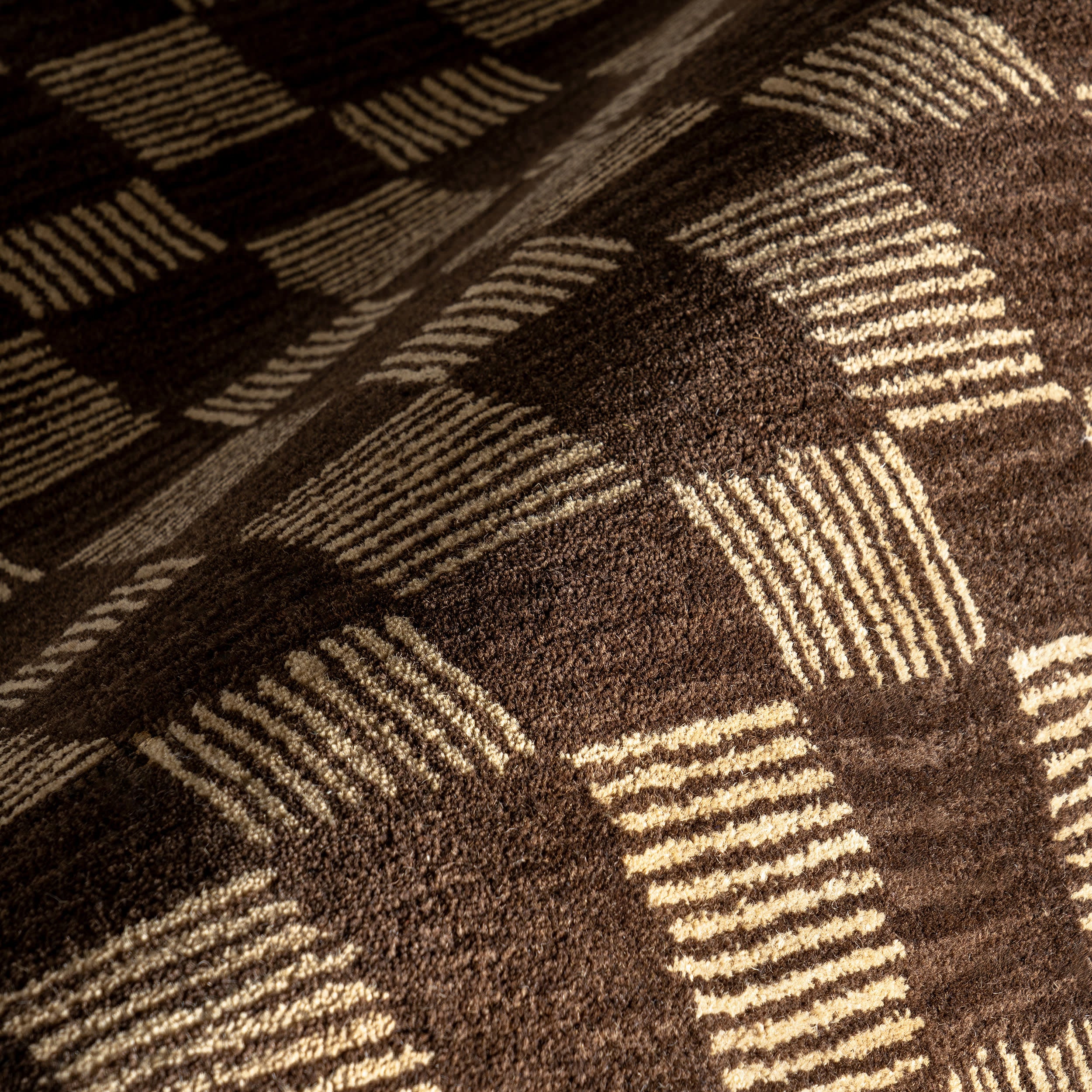 Quince Checked Wool Rug | Brown - Image 3