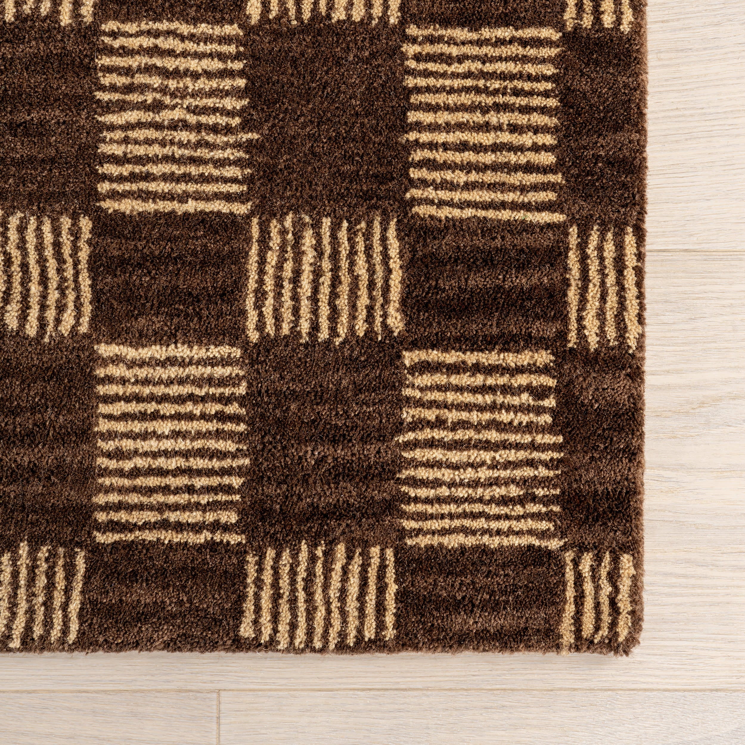 Quince Checked Wool Rug | Brown - Image 4