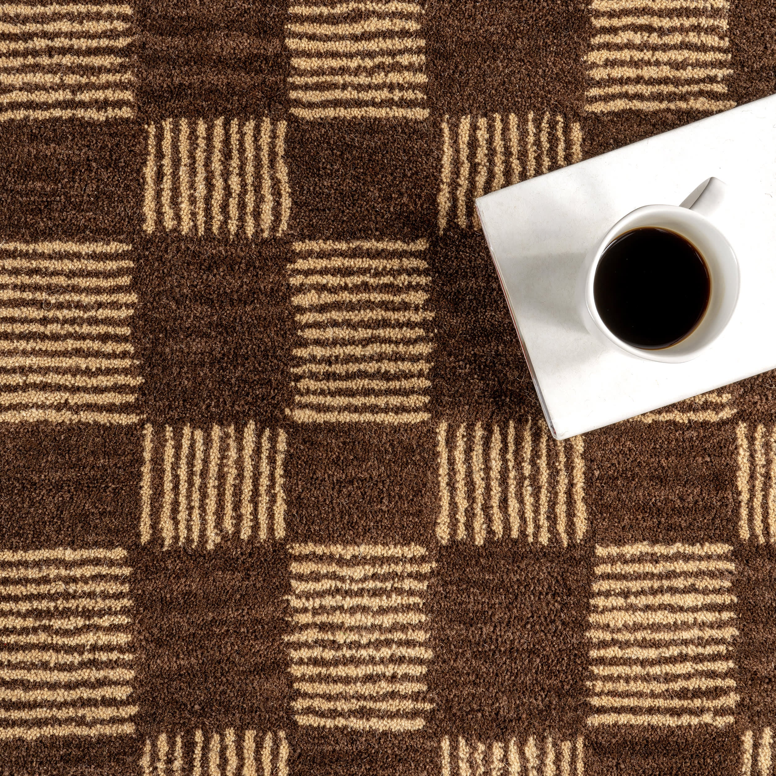 Quince Checked Wool Rug | Brown - Image 7