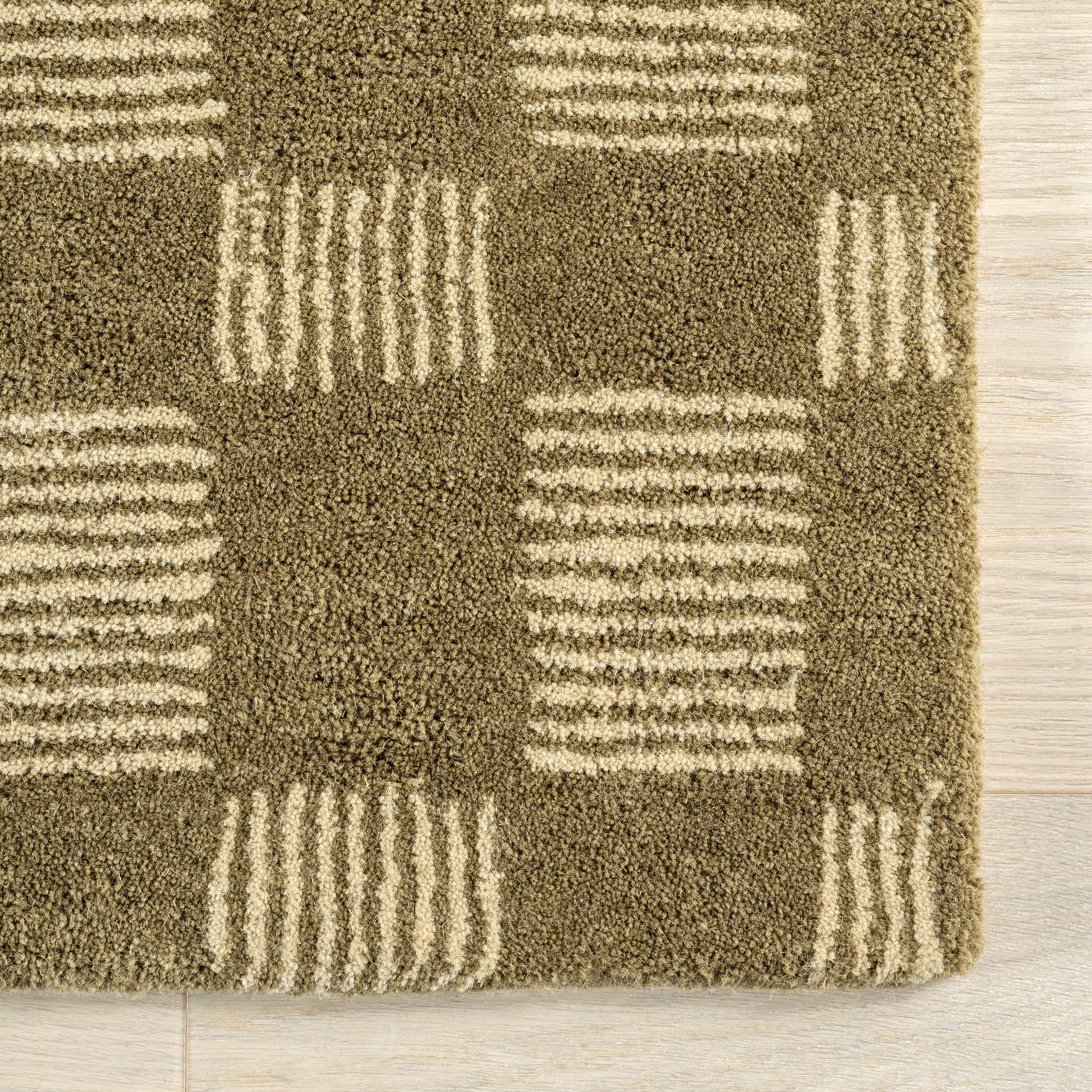 Quince Checked Wool Rug | Olive - Image 4