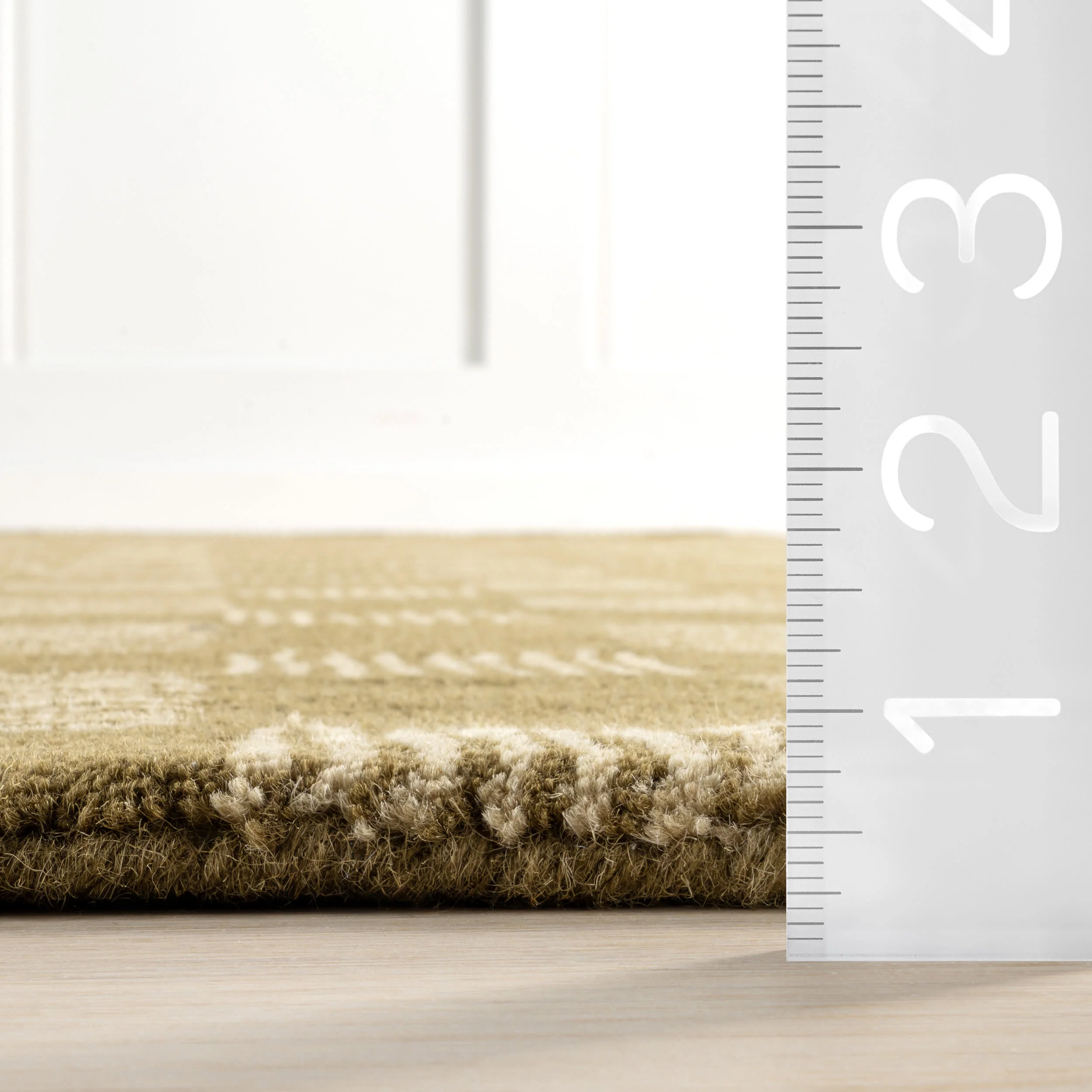 Quince Checked Wool Rug | Olive - Image 5