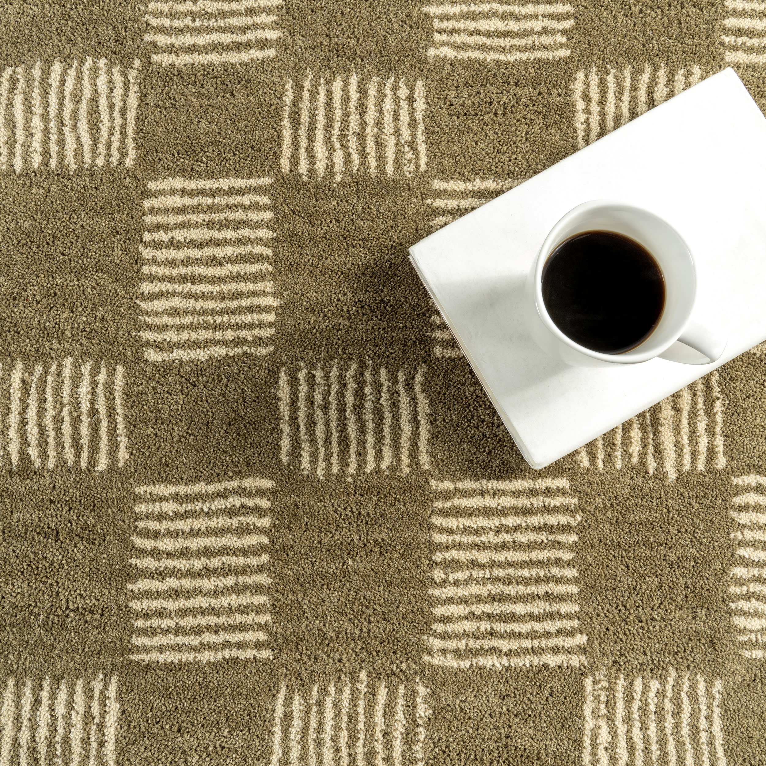 Quince Checked Wool Rug | Olive - Image 7