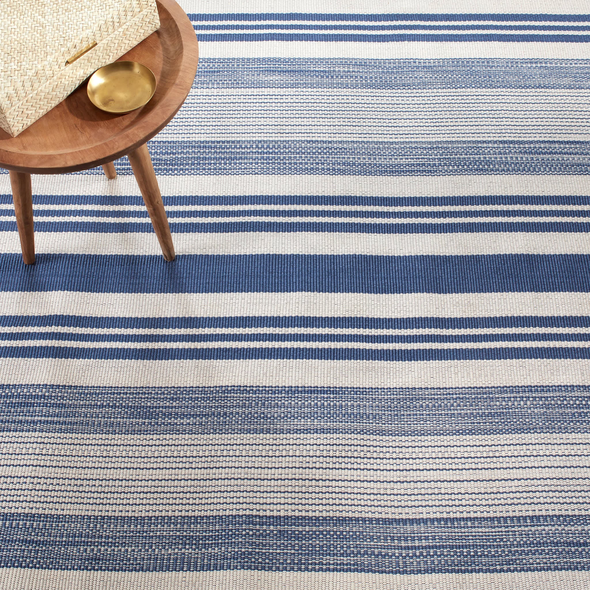 Quincy Stripe Handwoven Indoor/Outdoor Rug | Denim - Image 3