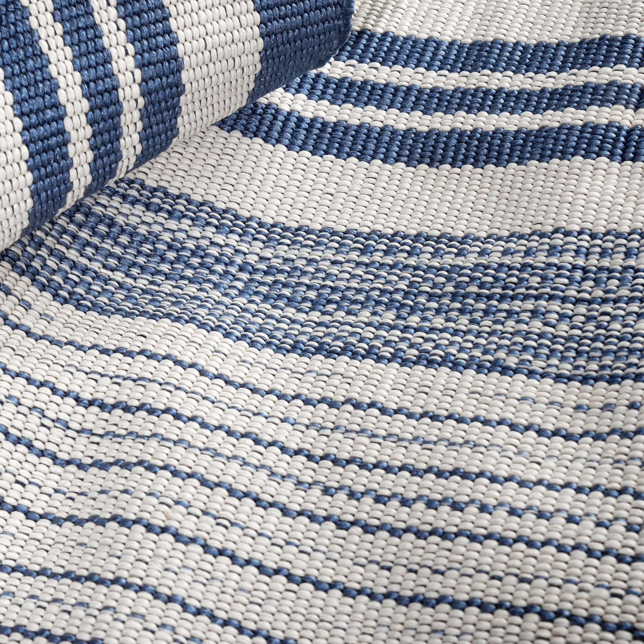 Quincy Stripe Handwoven Indoor/Outdoor Rug | Denim - Image 4