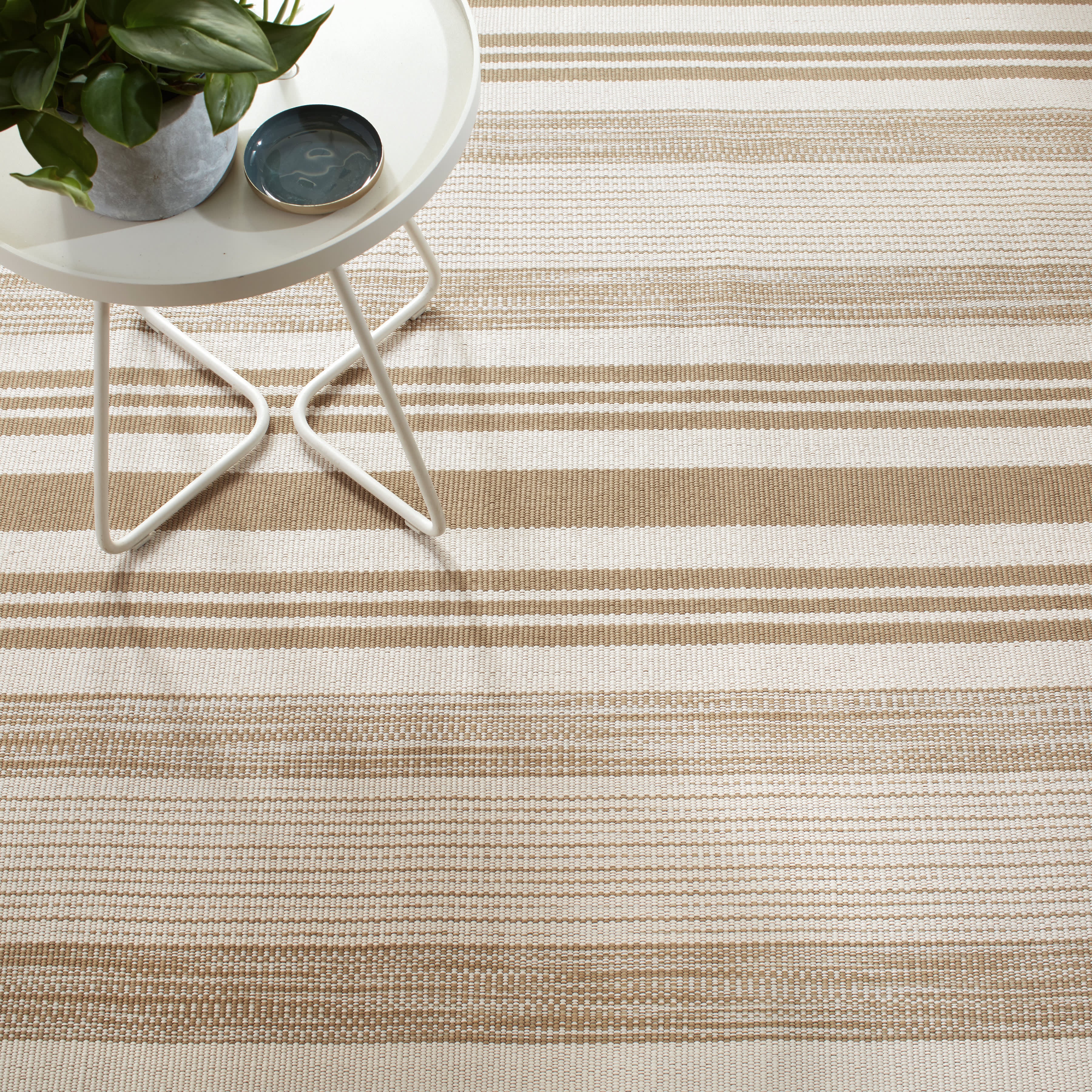 Quincy Stripe Handwoven Indoor/Outdoor Rug | Khaki - Image 3