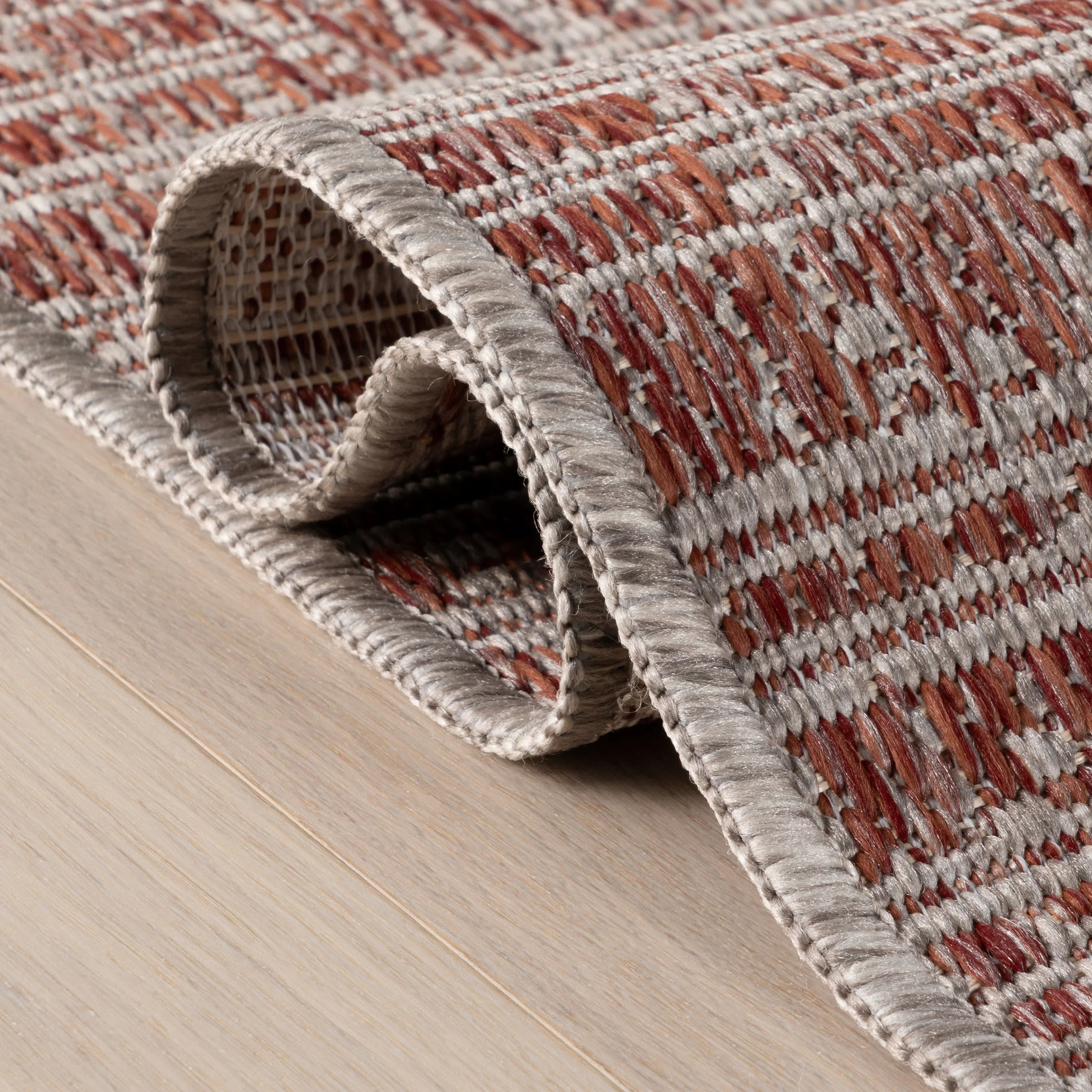 Raaena Abstract Solid Indoor/Outdoor Rug | Red - Image 10