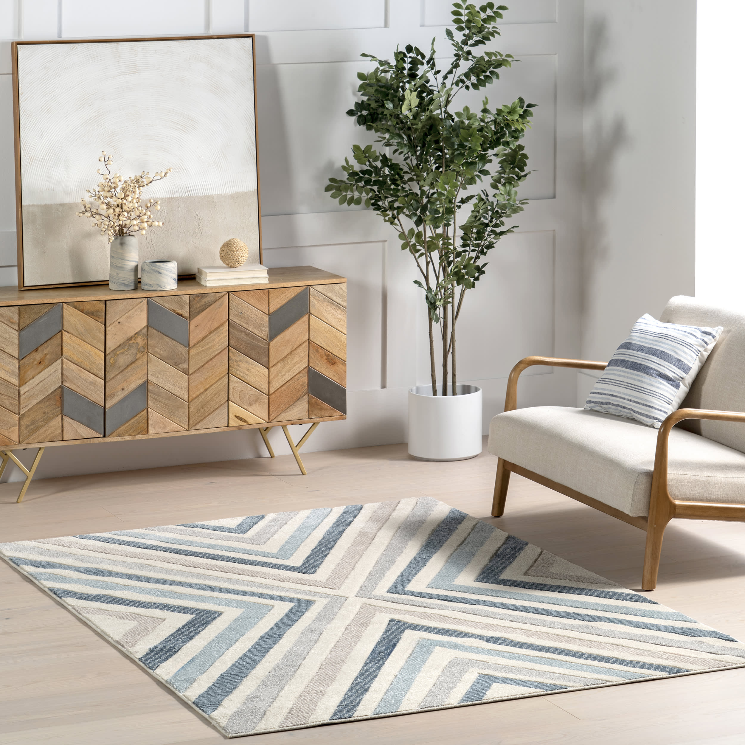 Radiant Chevrons Rug | Blue - Image 2