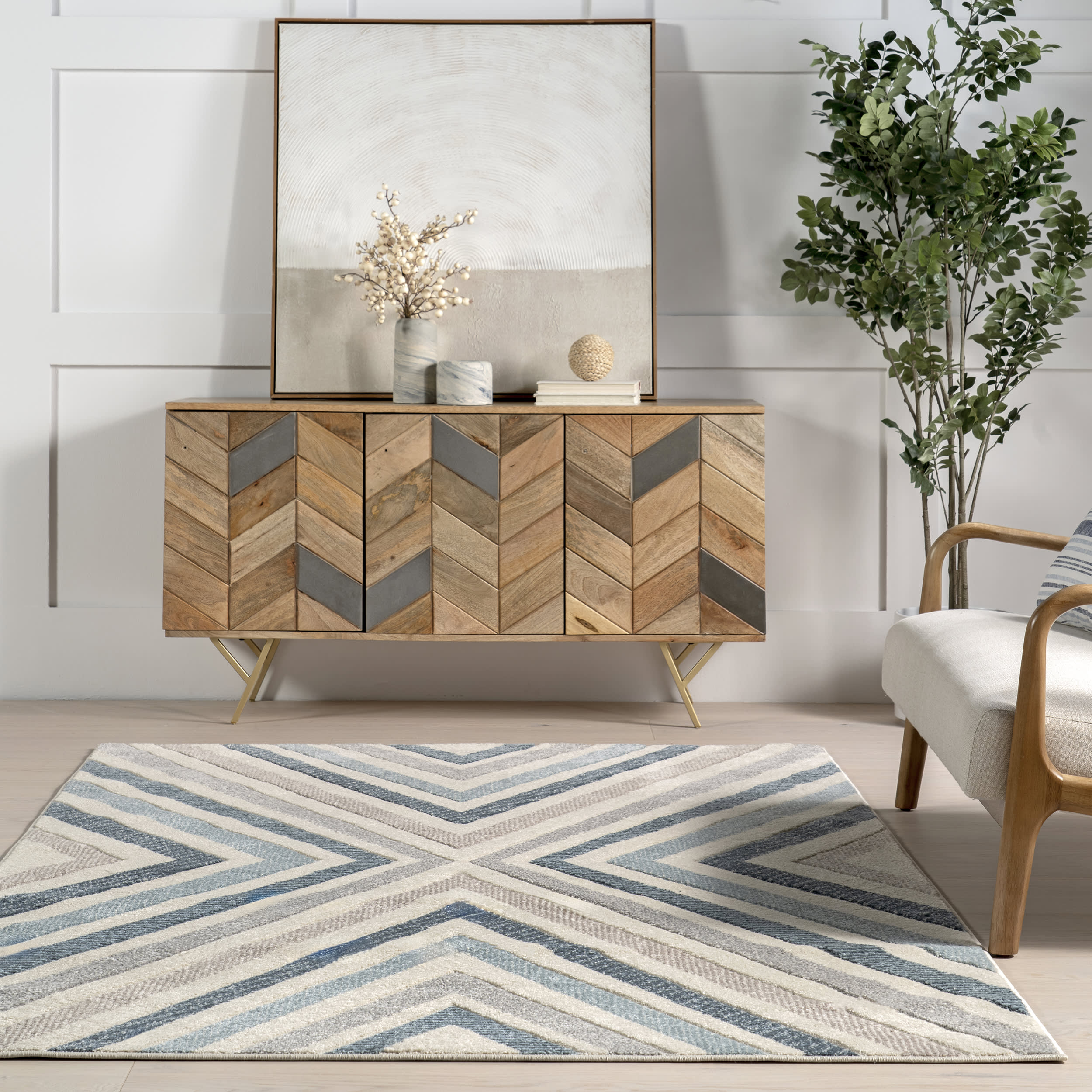 Radiant Chevrons Rug | Blue - Image 4