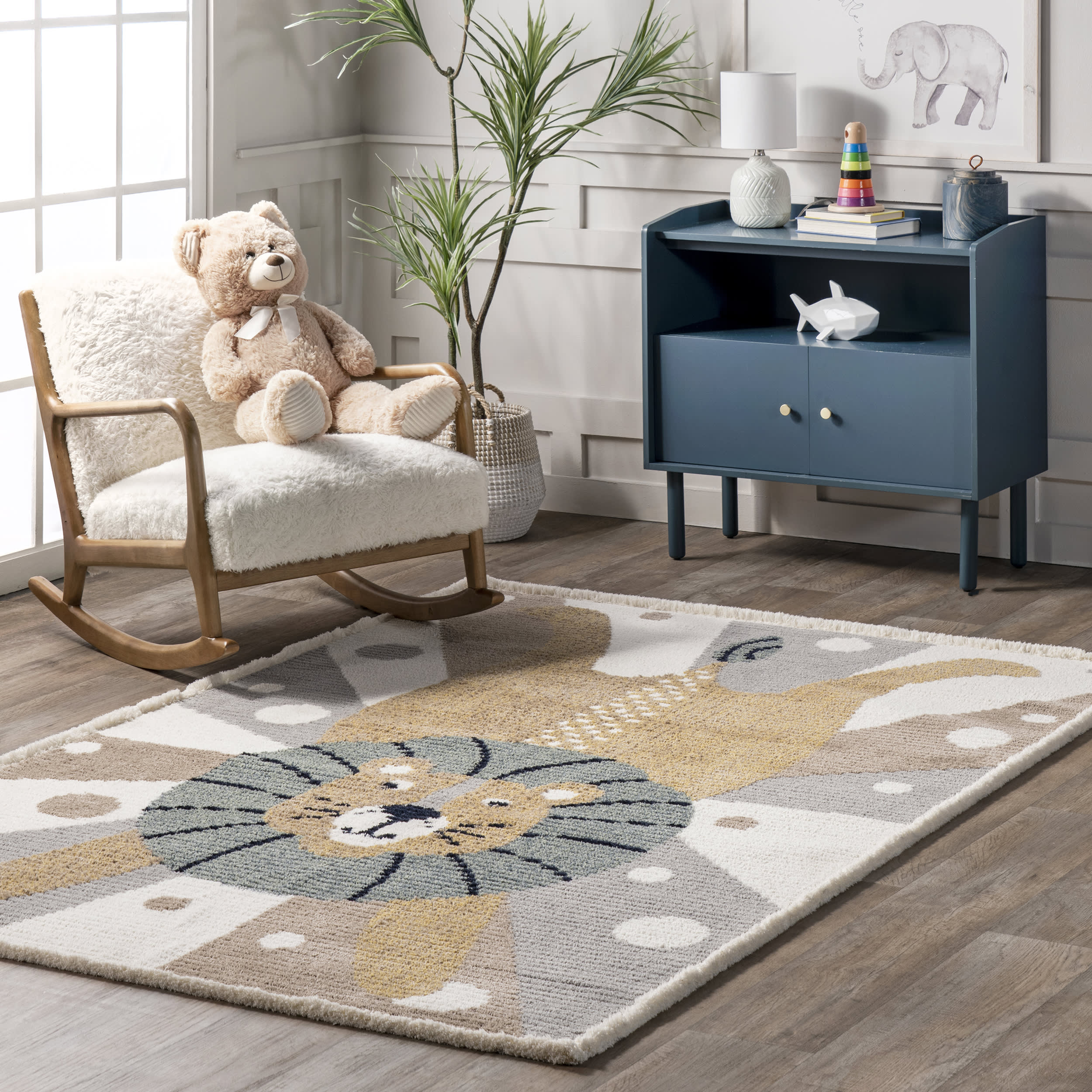 Raelyn Kids Circus Lion Rug | Light Grey - Image 2