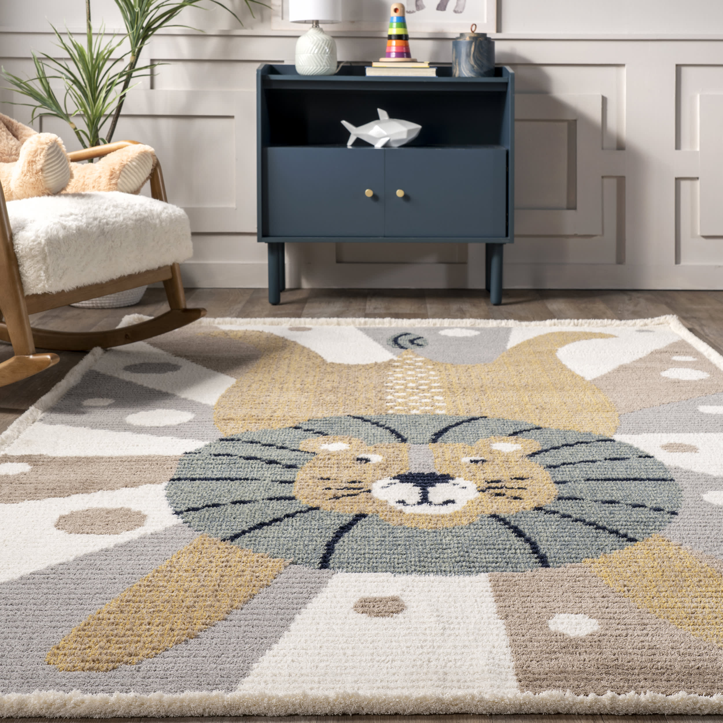 Raelyn Kids Circus Lion Rug | Light Grey - Image 4