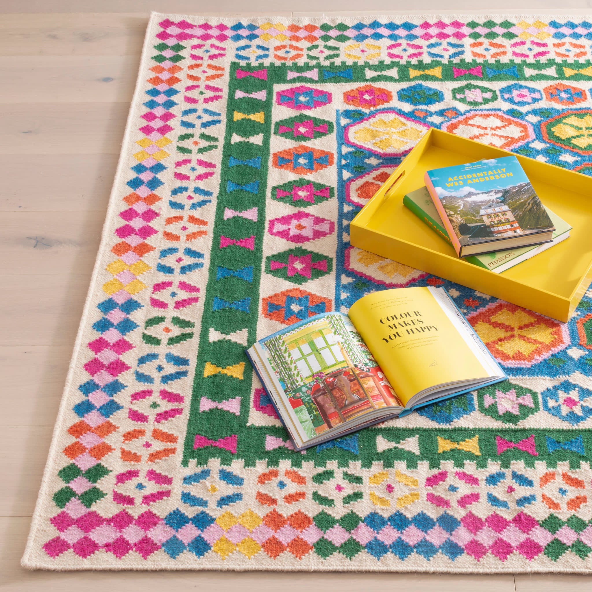 Rainbow Row Handwoven Wool Rug | Multi - Image 3