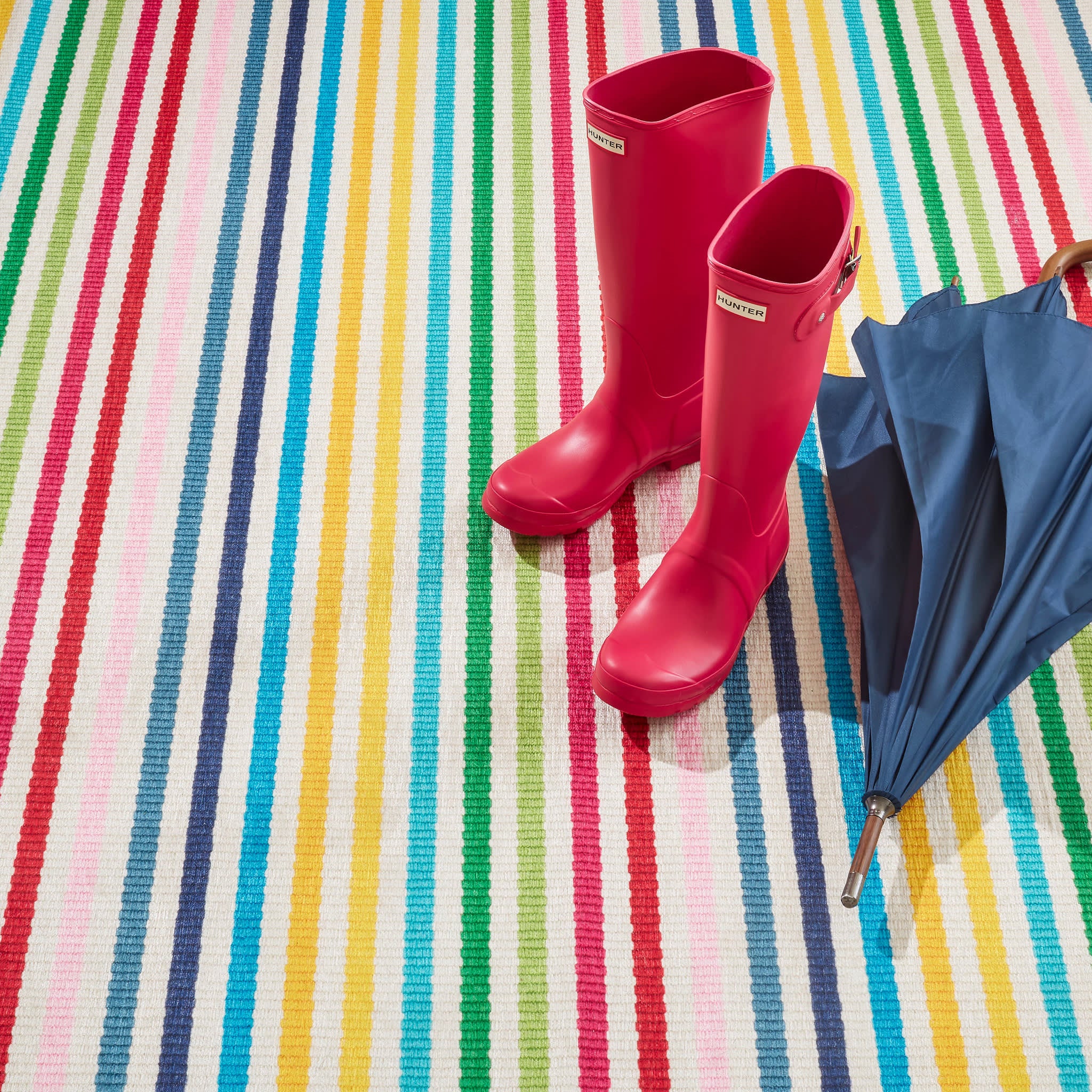 Rainbow Stripe Machine Washable Rug | Multi - Image 4