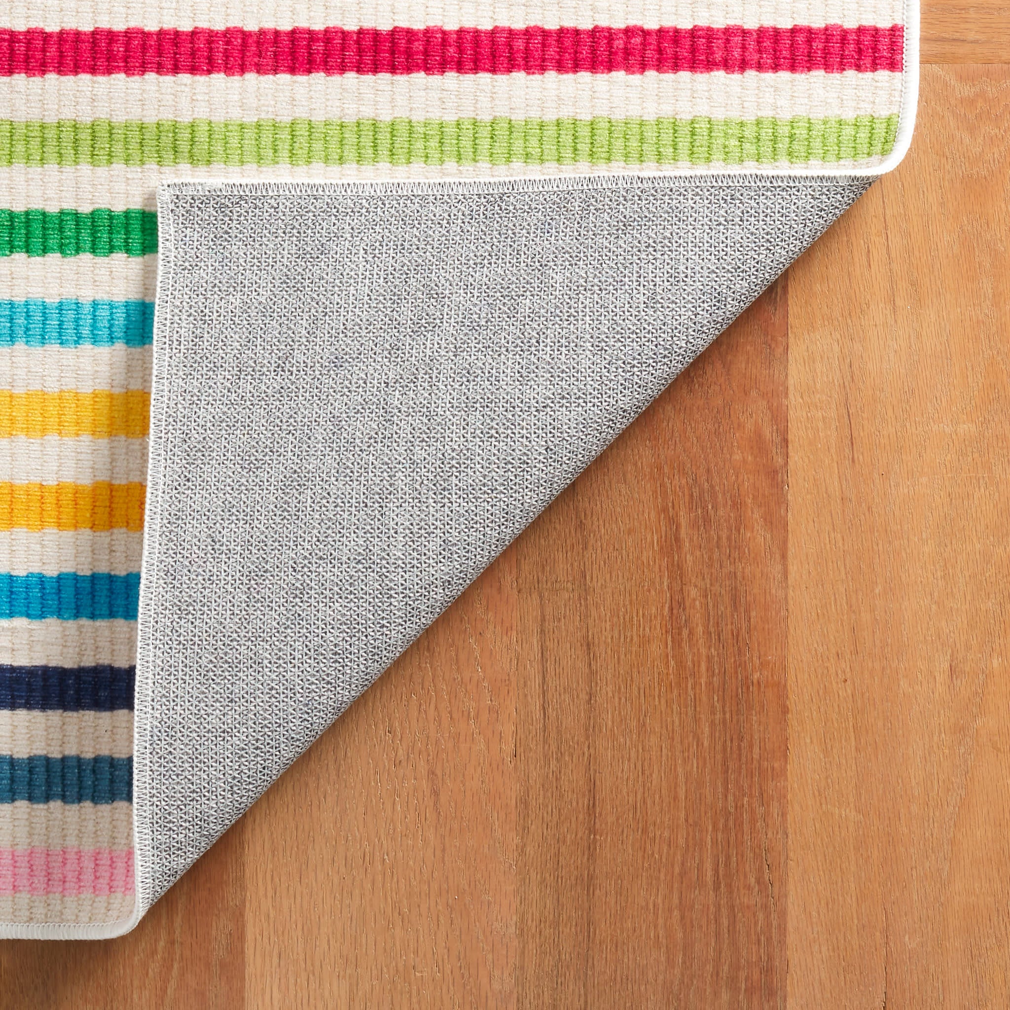 Rainbow Stripe Machine Washable Rug | Multi - Image 7