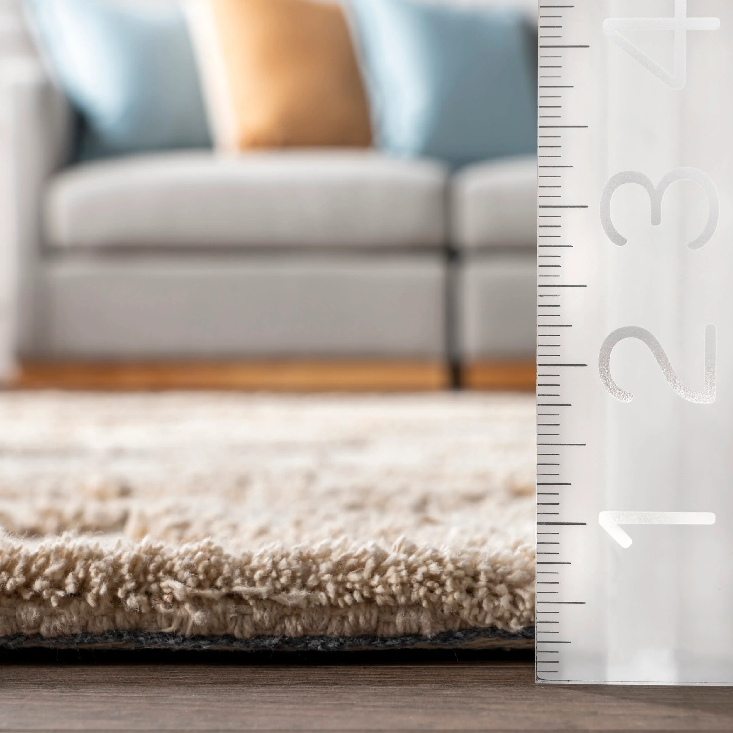 Rainie Monochrome Geometric Rug | Beige - Image 5