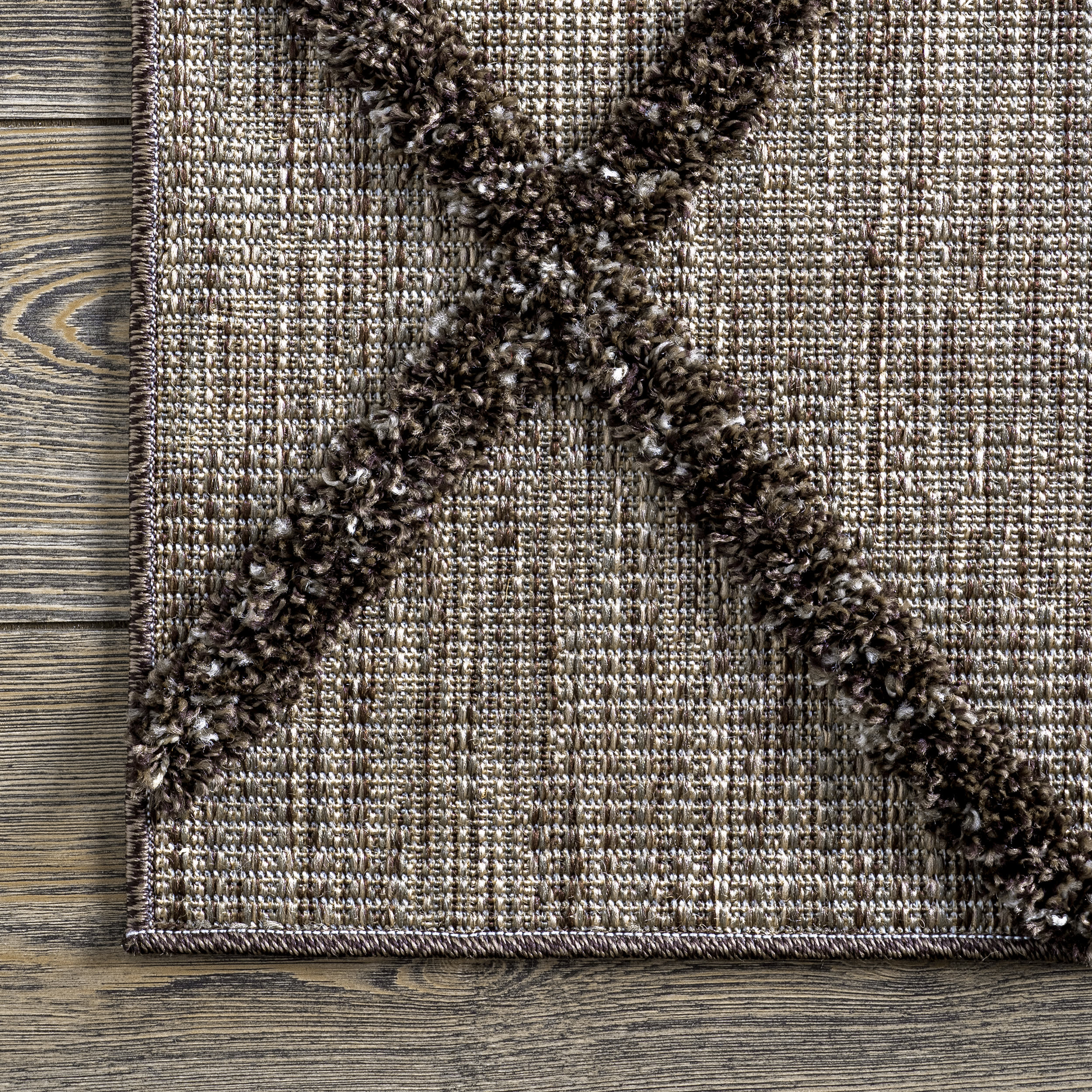Raised Pendant Striped Rug | Brown - Image 3