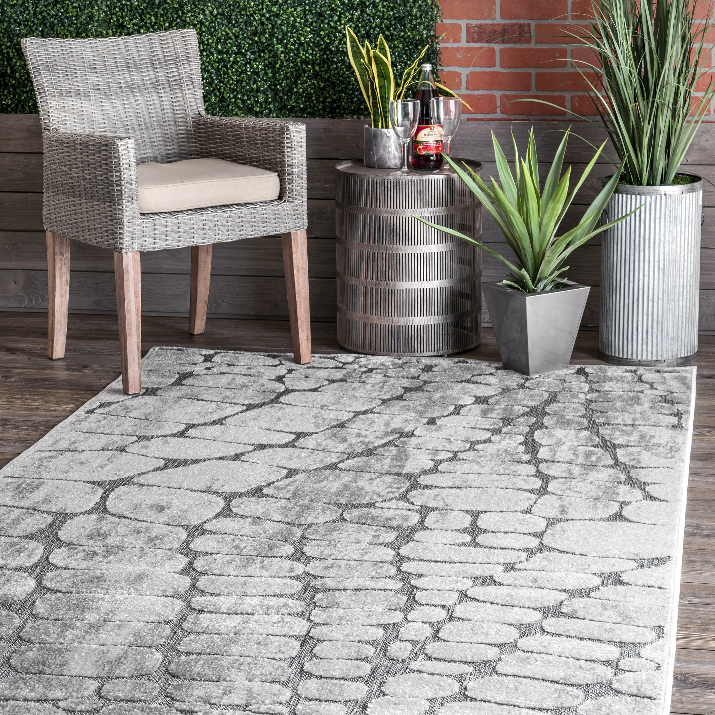 Raised Stoneway Indoor/Outdoor Rug | Grey - Image 2