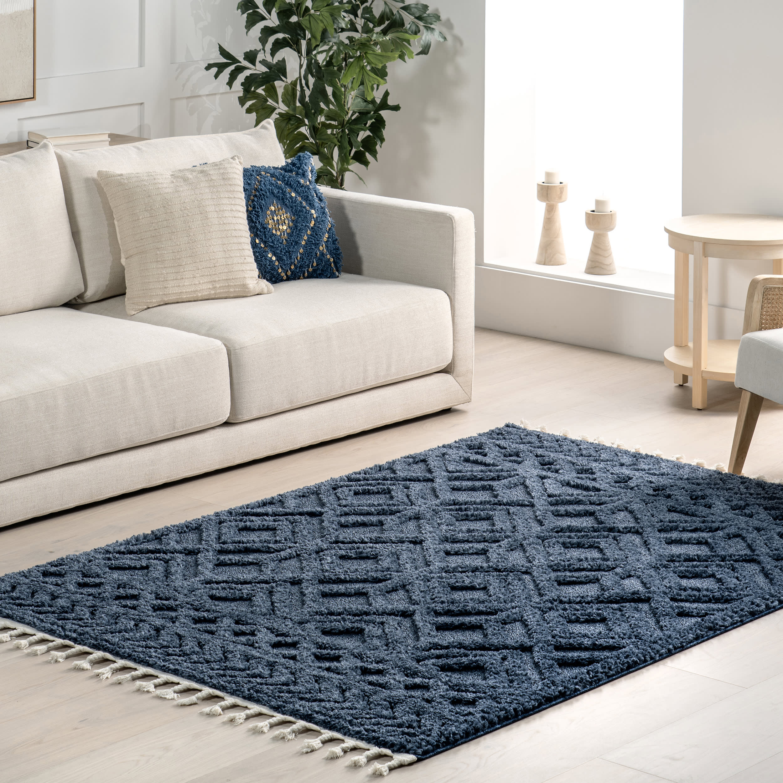 Ramira Raised Trellis Rug | Blue - Image 2