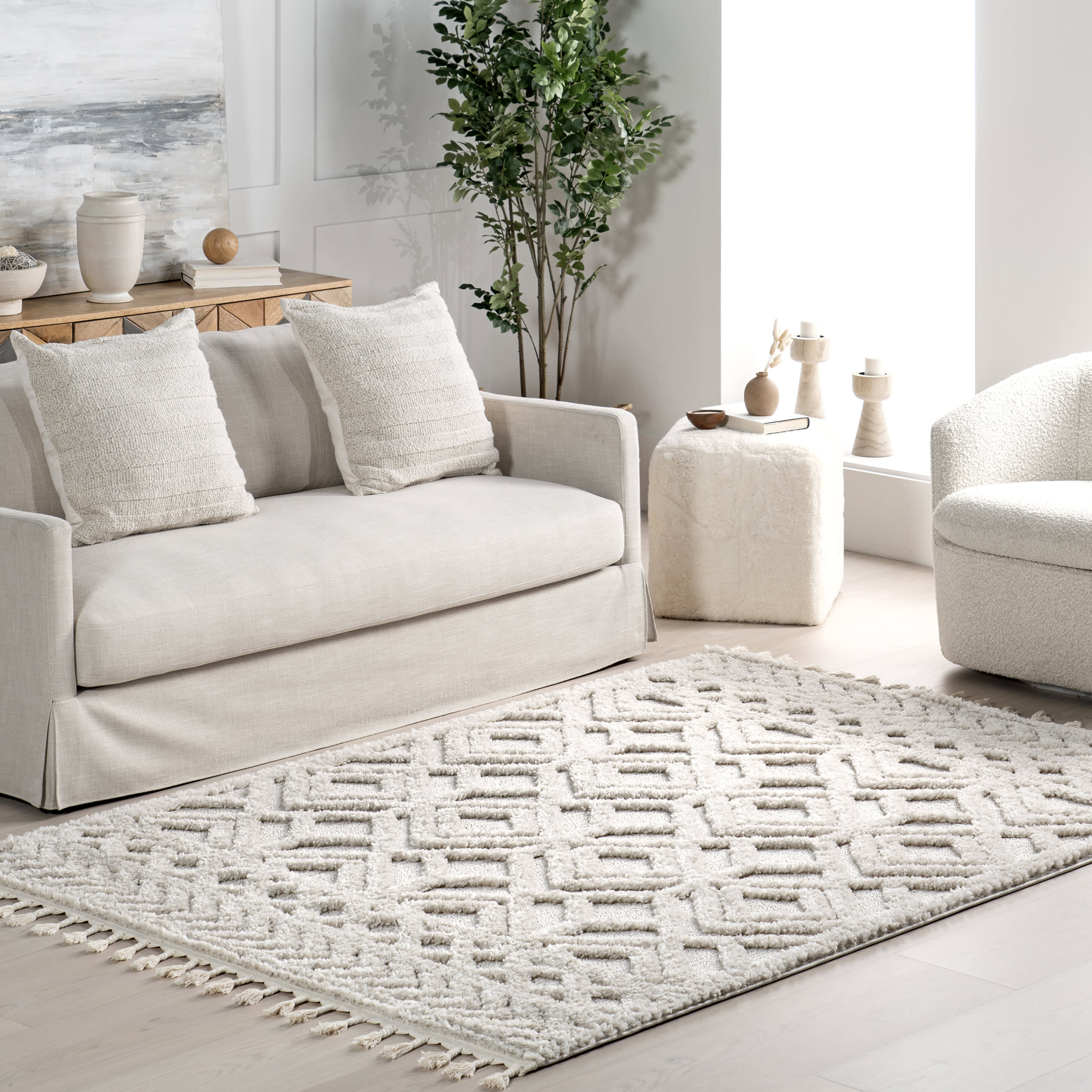 Ramira Raised Trellis Rug | Ivory - Image 2