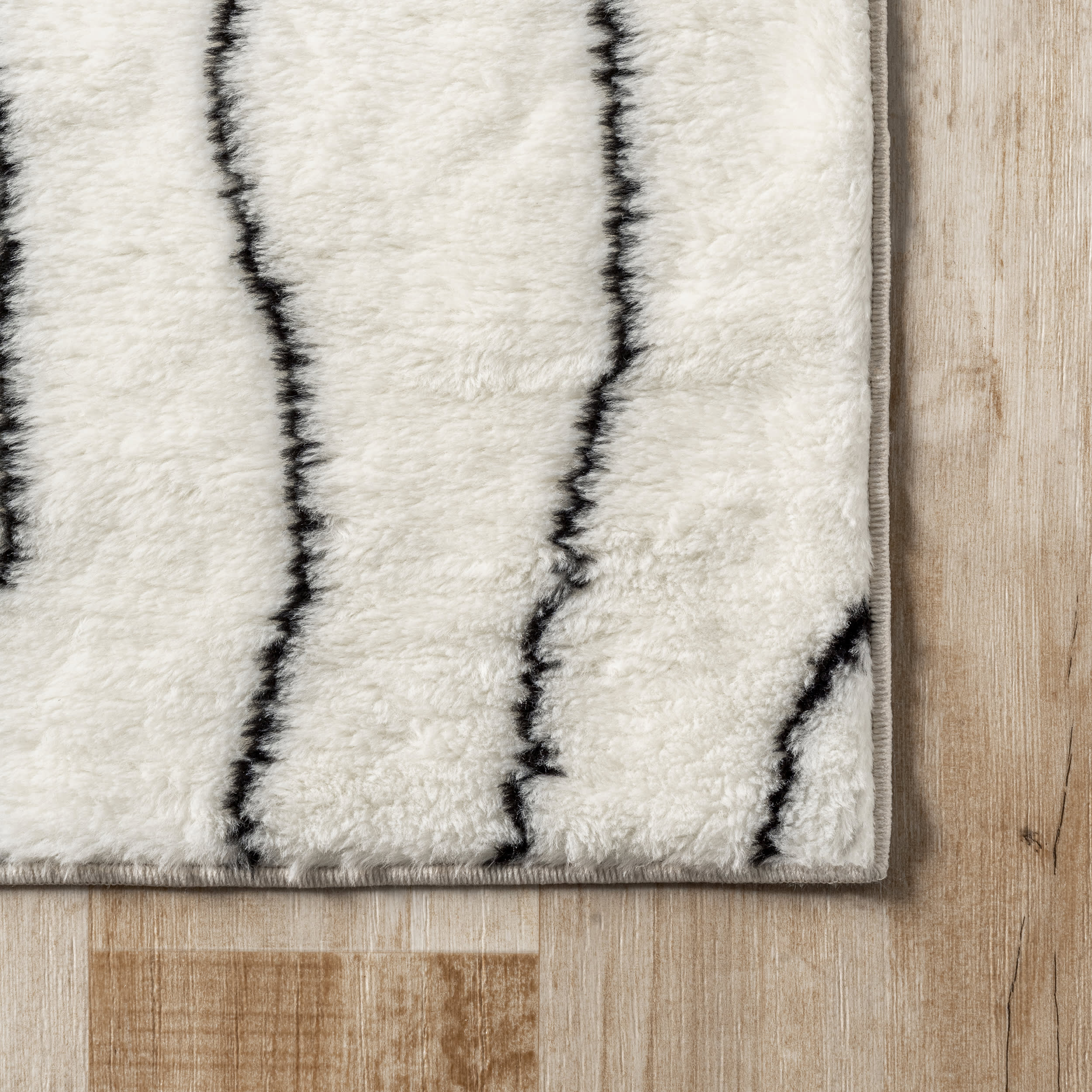 Ramona Striped Washable Shag Rug | Black - Image 3