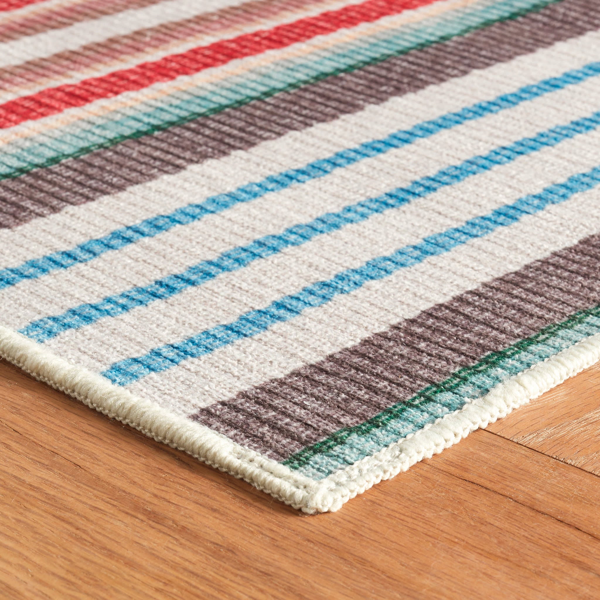 Ranch Stripe Machine Washable Rug | Multi - Image 7