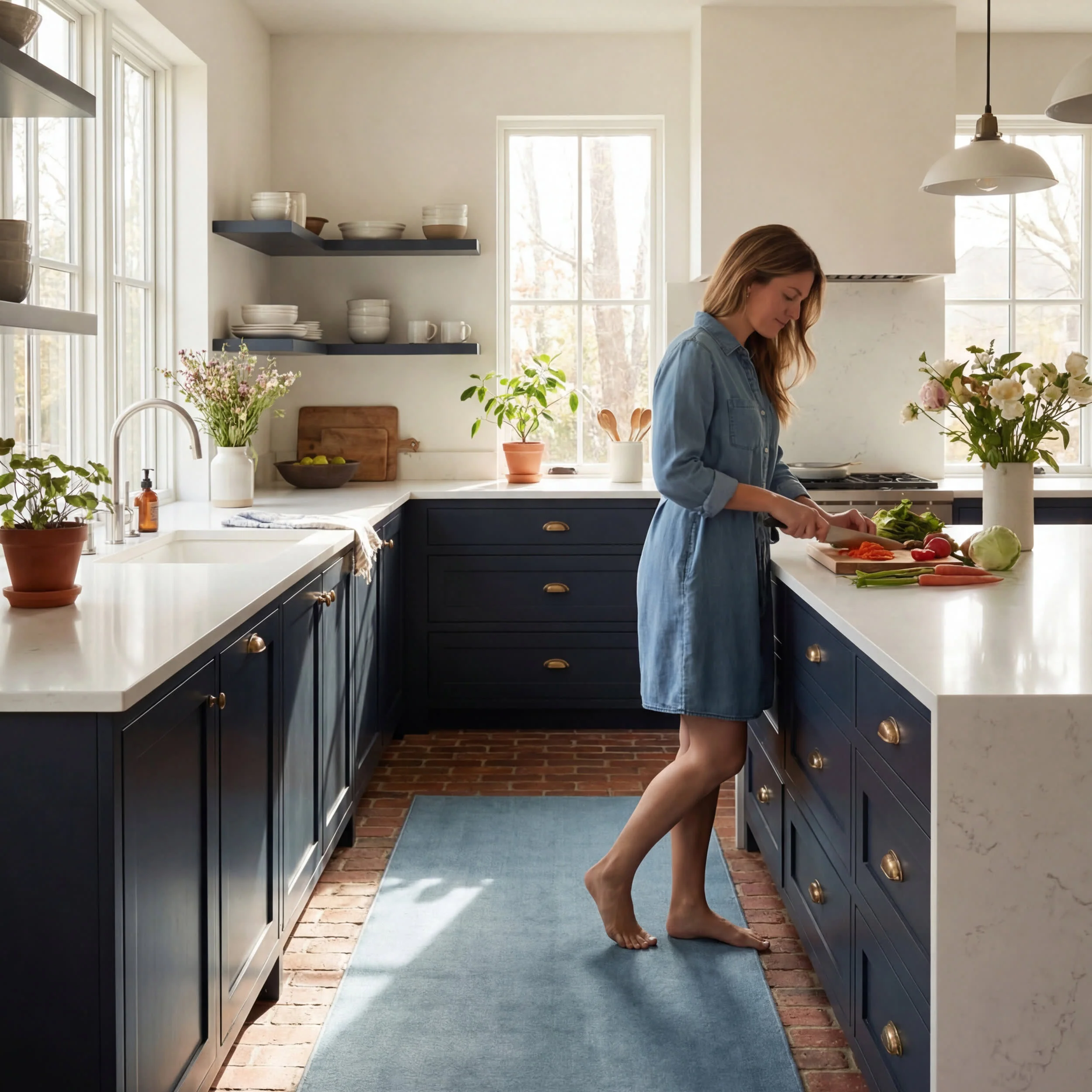 Ranya Modern Solid Rug | Blue - Image 9