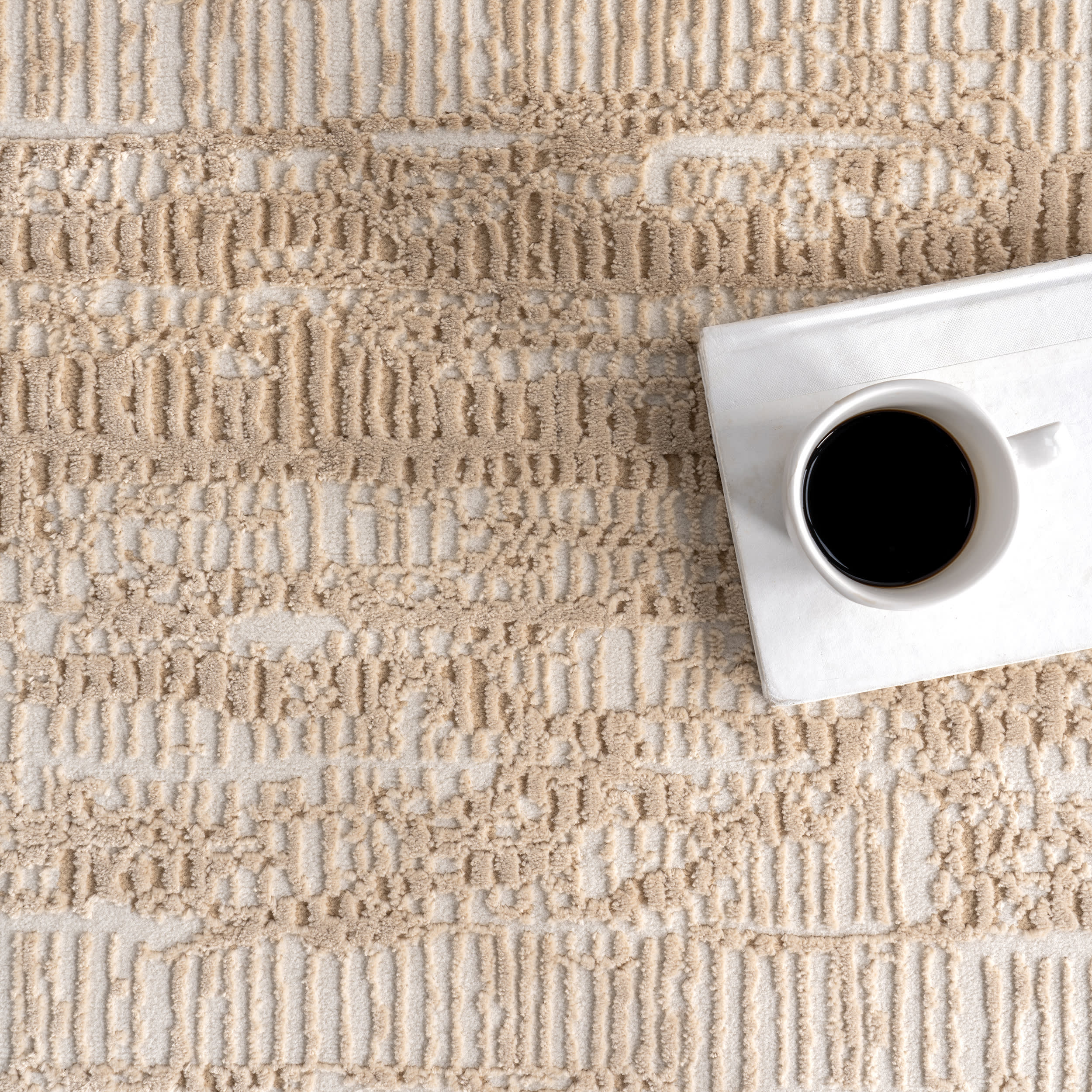 Rara Plush Textured Washable Rug | Sand - Image 7