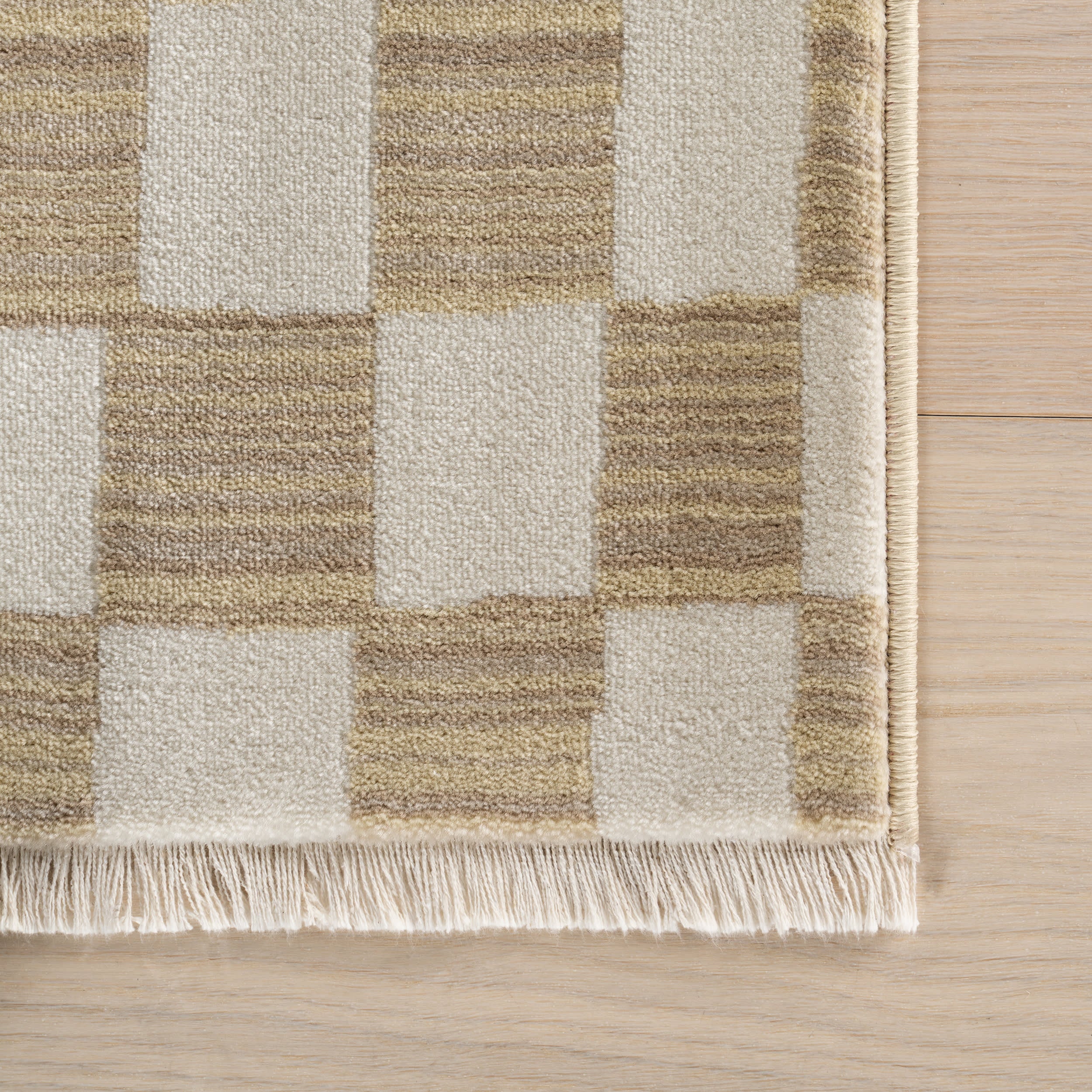 Rasali Checkered Box Rug | Beige - Image 4