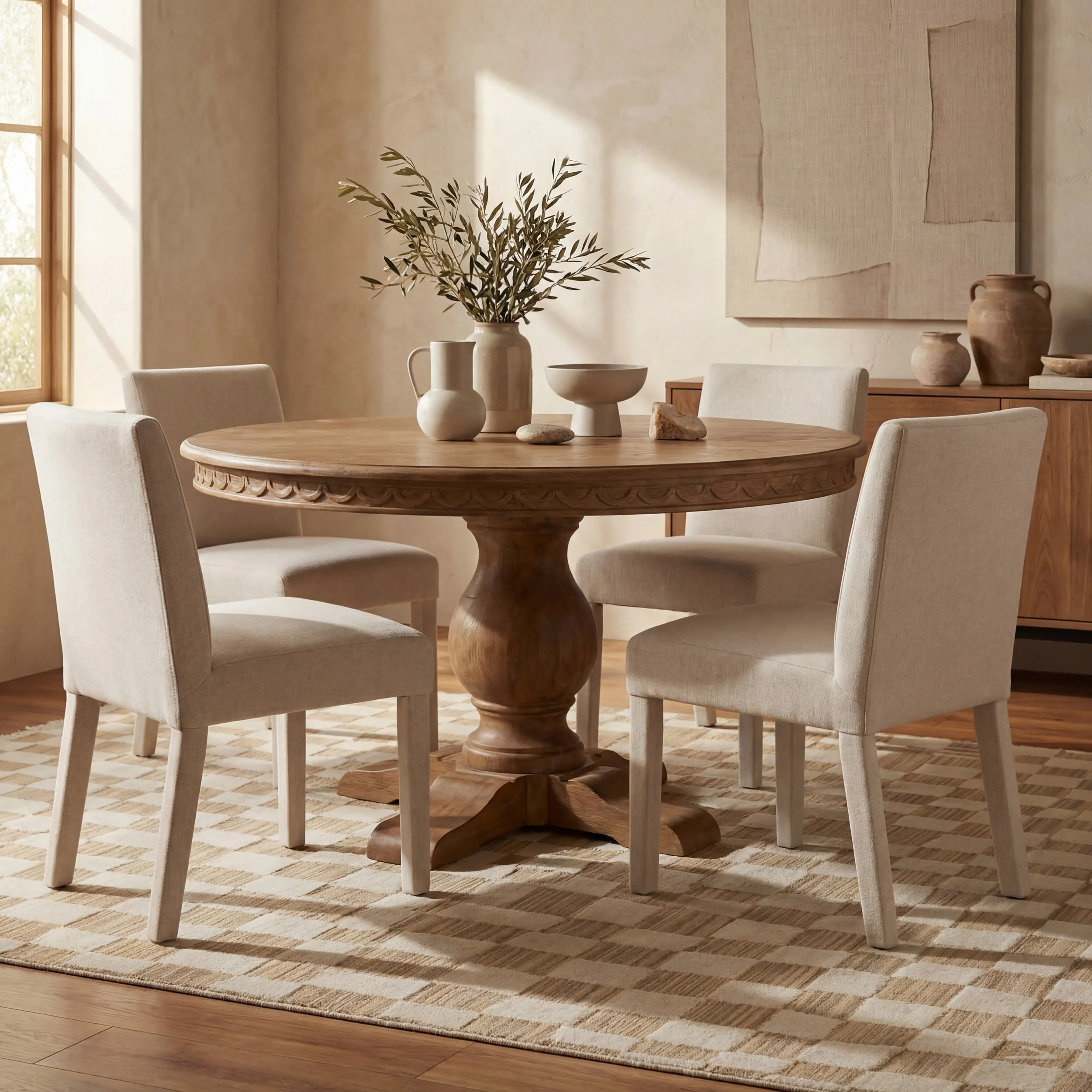 Rasali Checkered Box Rug | Beige - Image 7