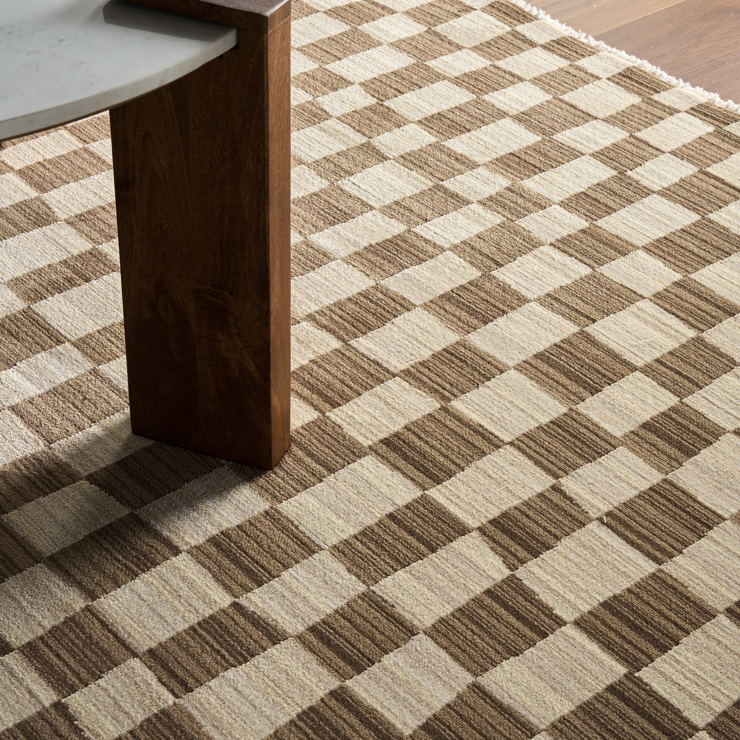 Rasali Checkered Box Rug | Brown - Image 5