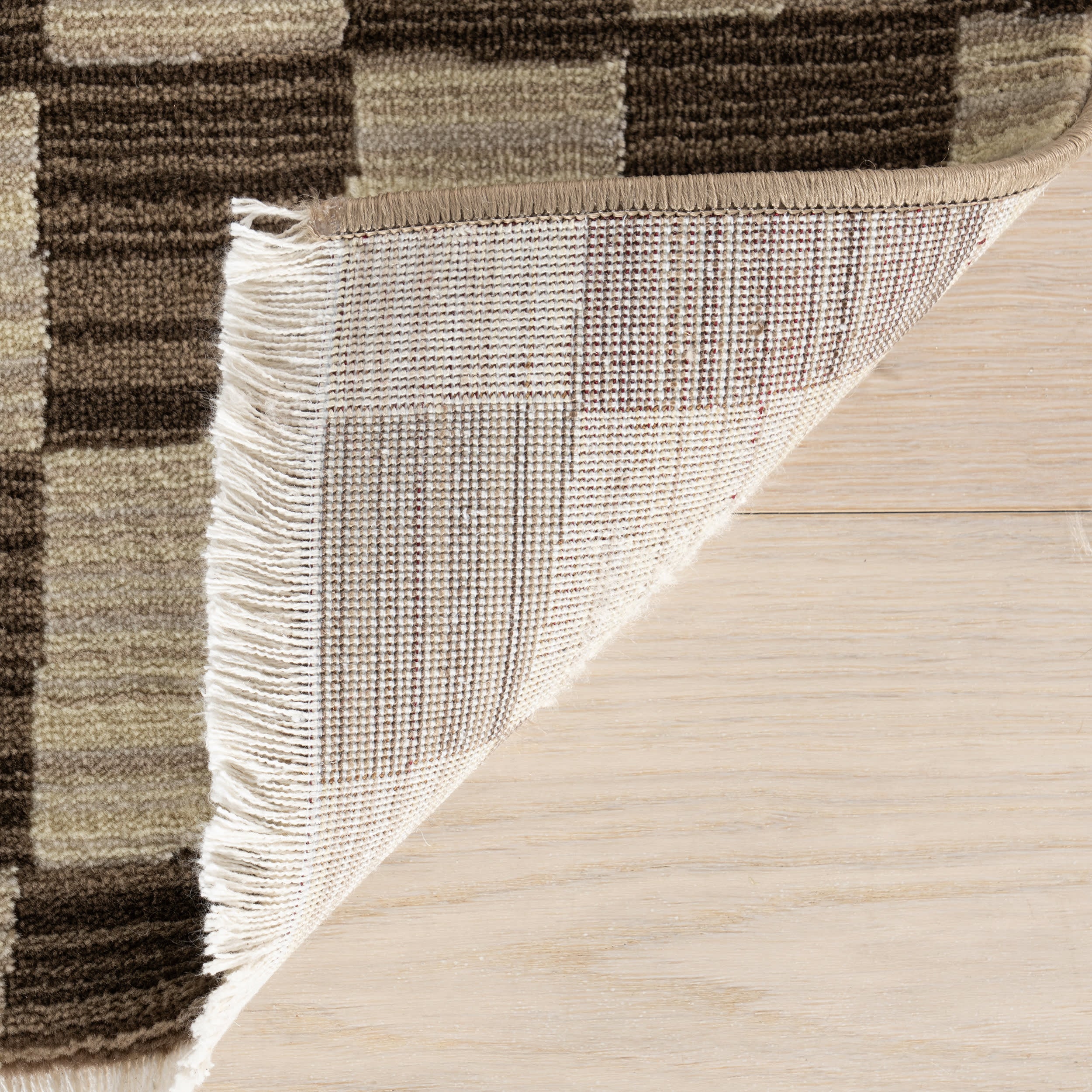 Rasali Checkered Box Rug | Brown - Image 7