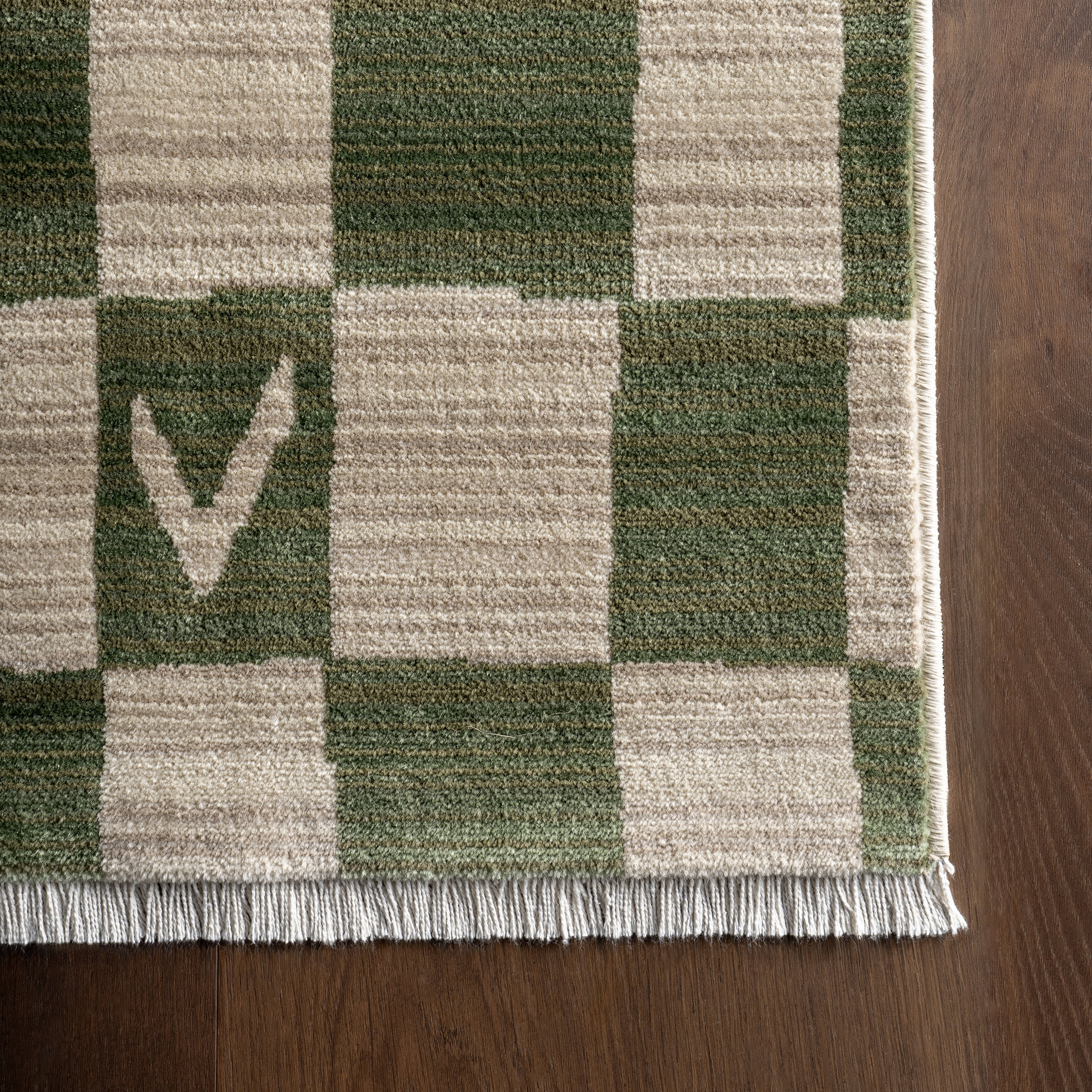 Rasali Checkered Box Rug | Green - Image 4