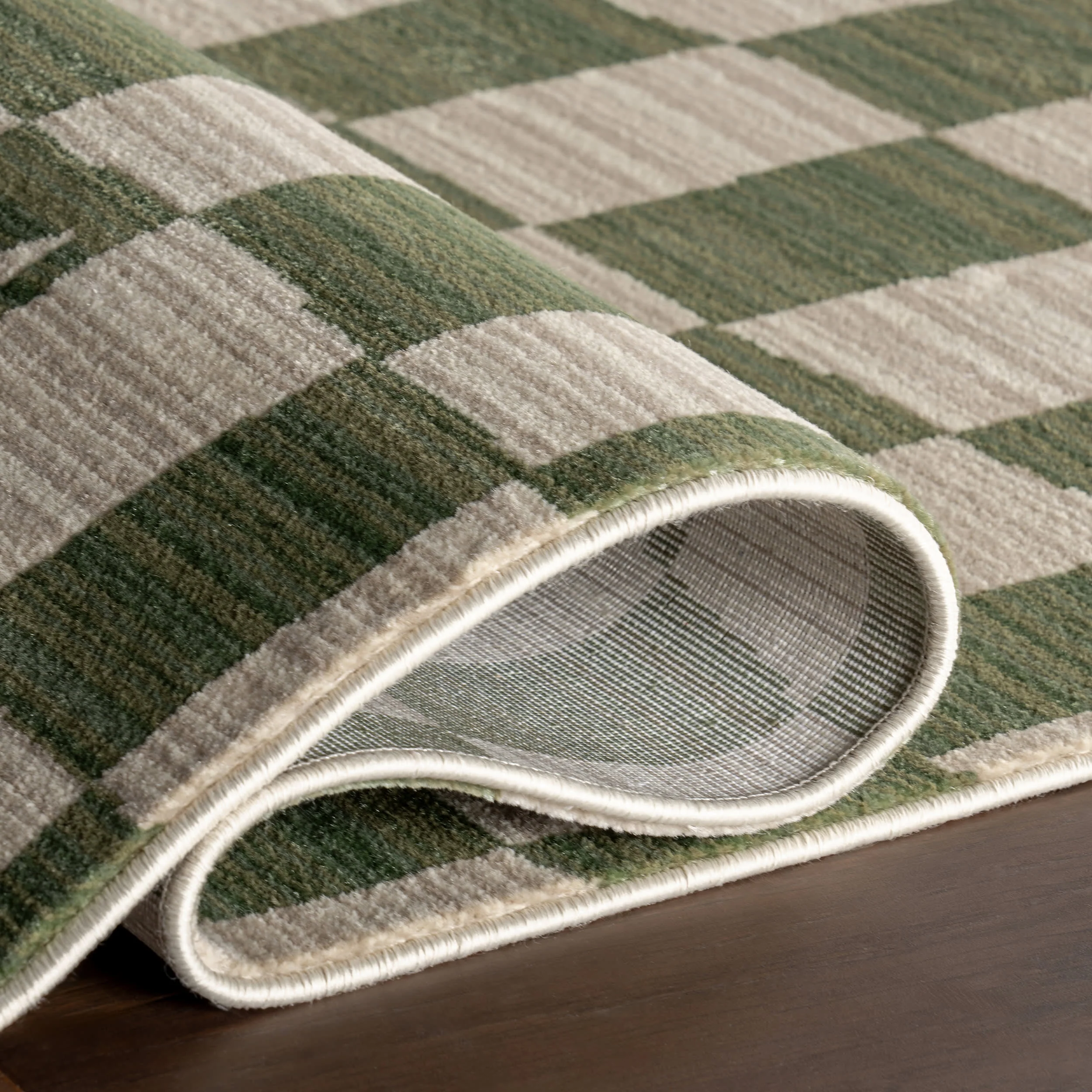 Rasali Checkered Box Rug | Green - Image 9