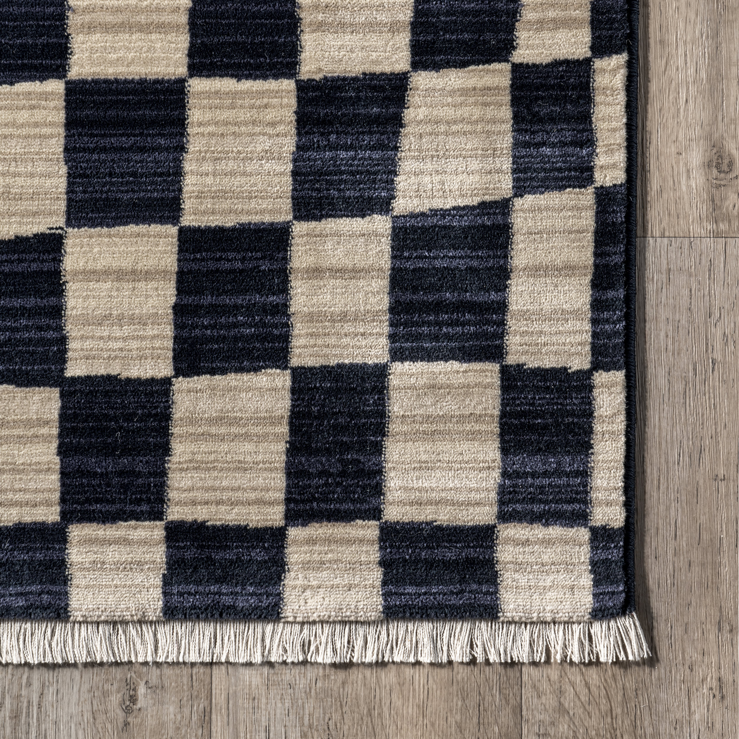 Rasali Checkered Box Rug | Navy - Image 3