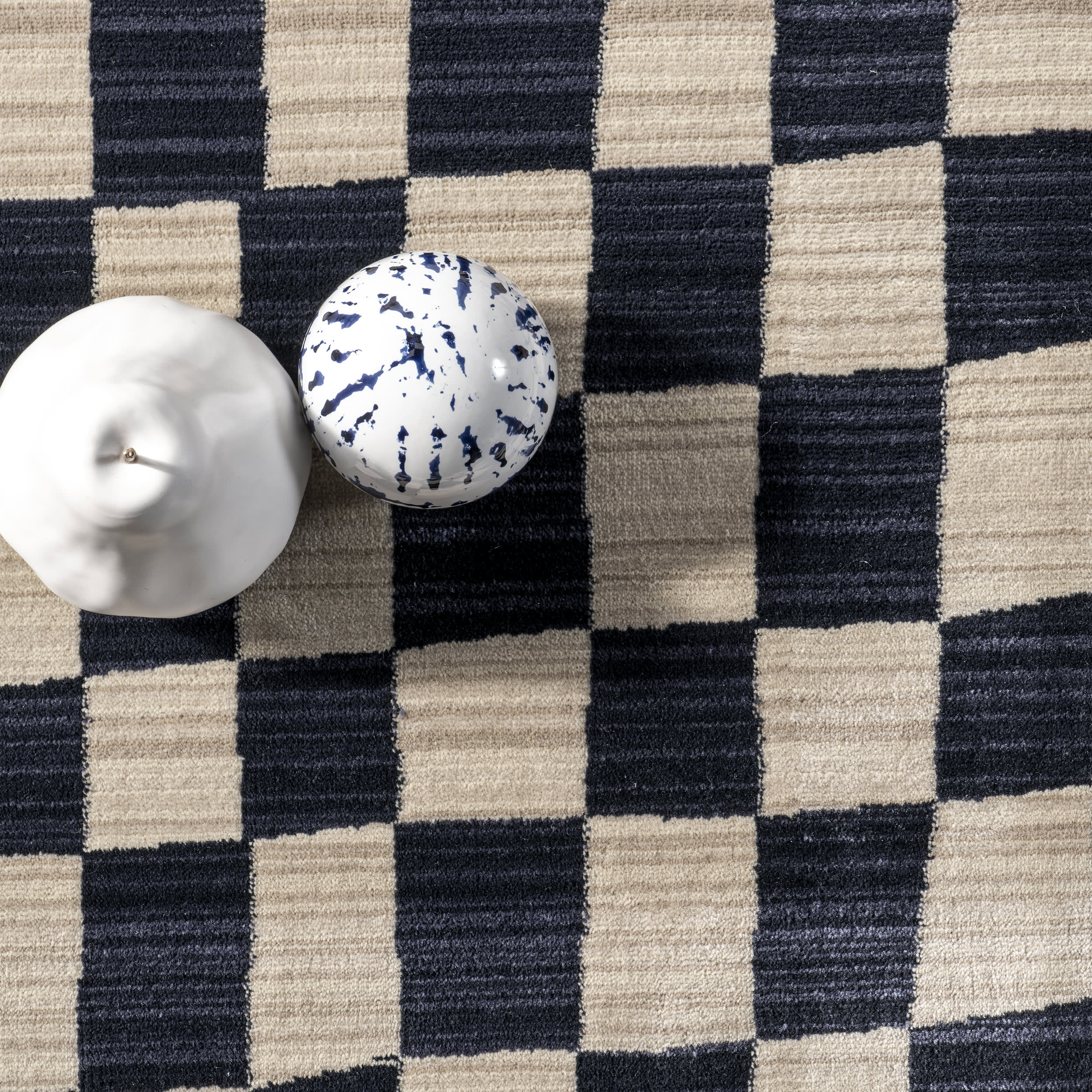 Rasali Checkered Box Rug | Navy - Image 7