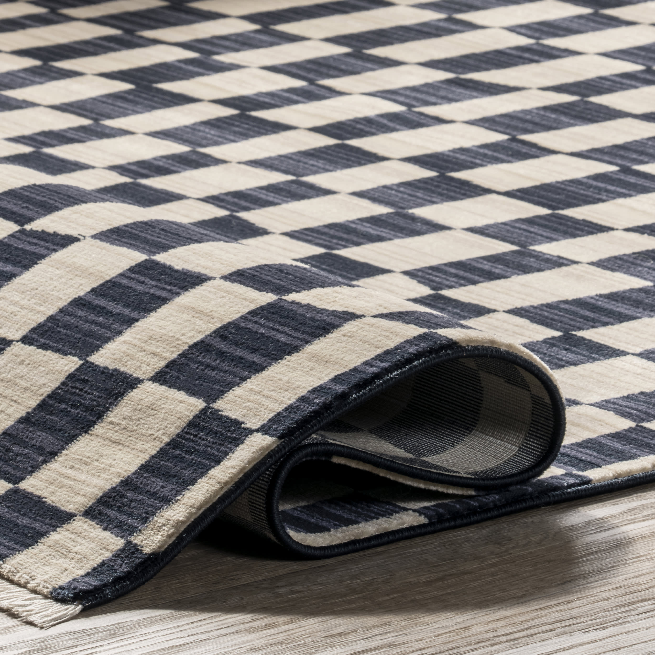 Rasali Checkered Box Rug | Navy - Image 8
