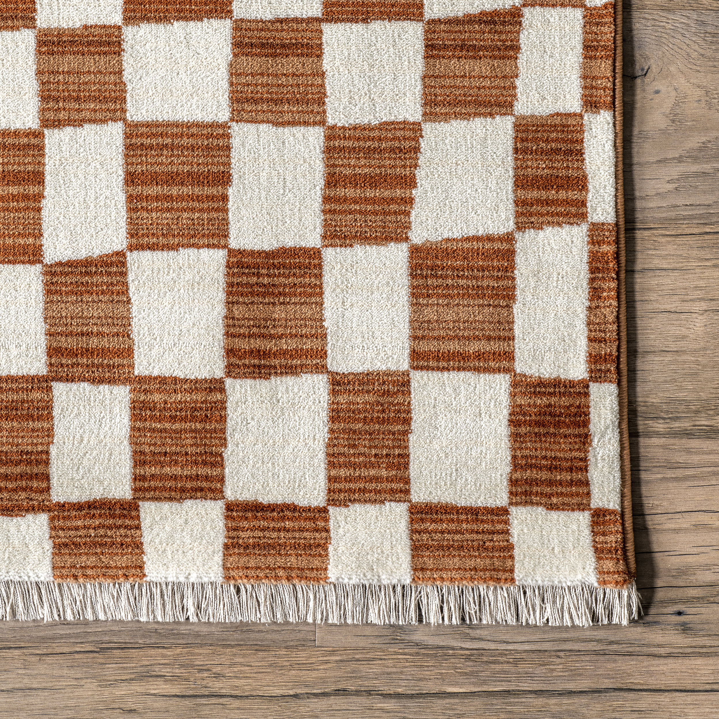 Rasali Checkered Box Rug | Orange - Image 3