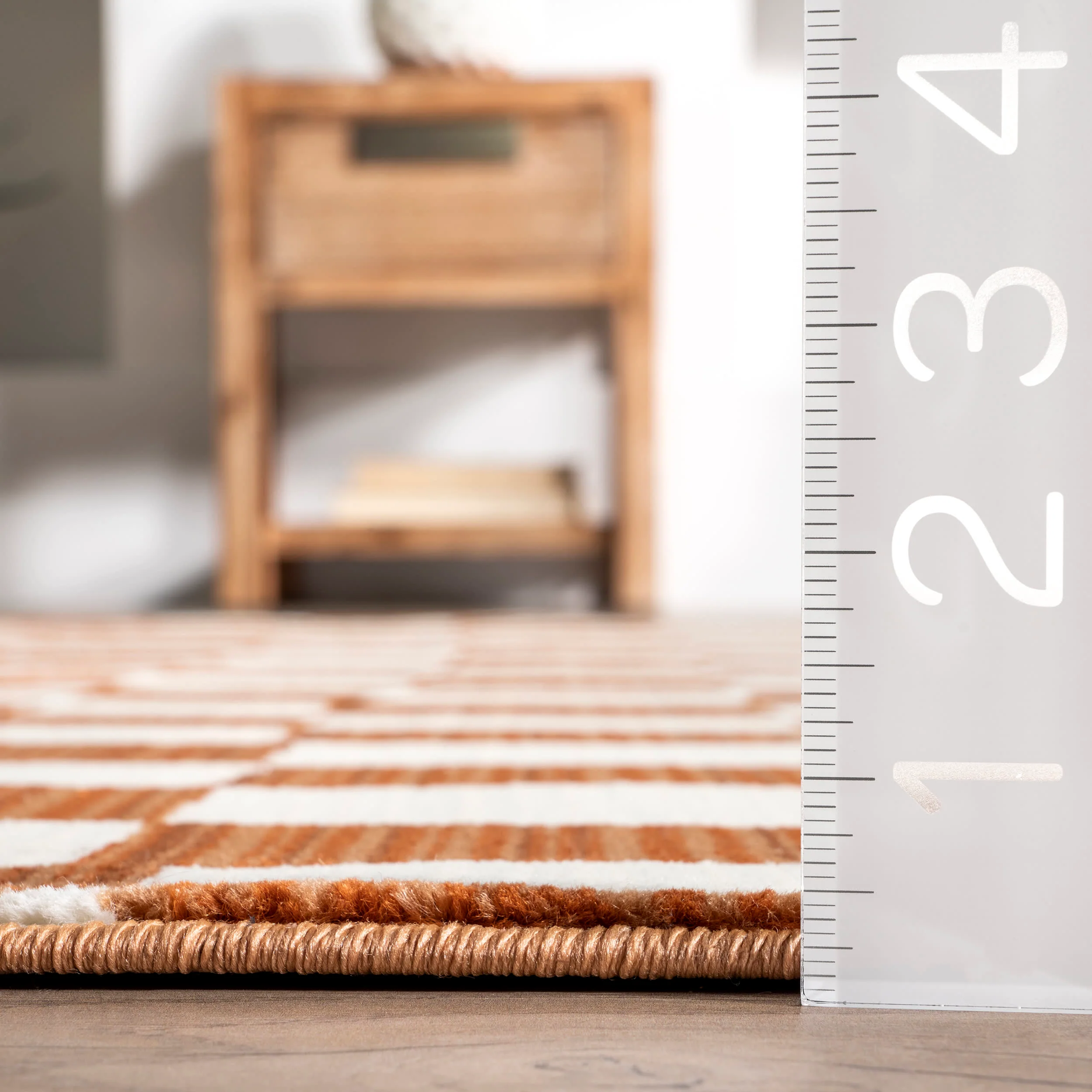 Rasali Checkered Box Rug | Orange - Image 5