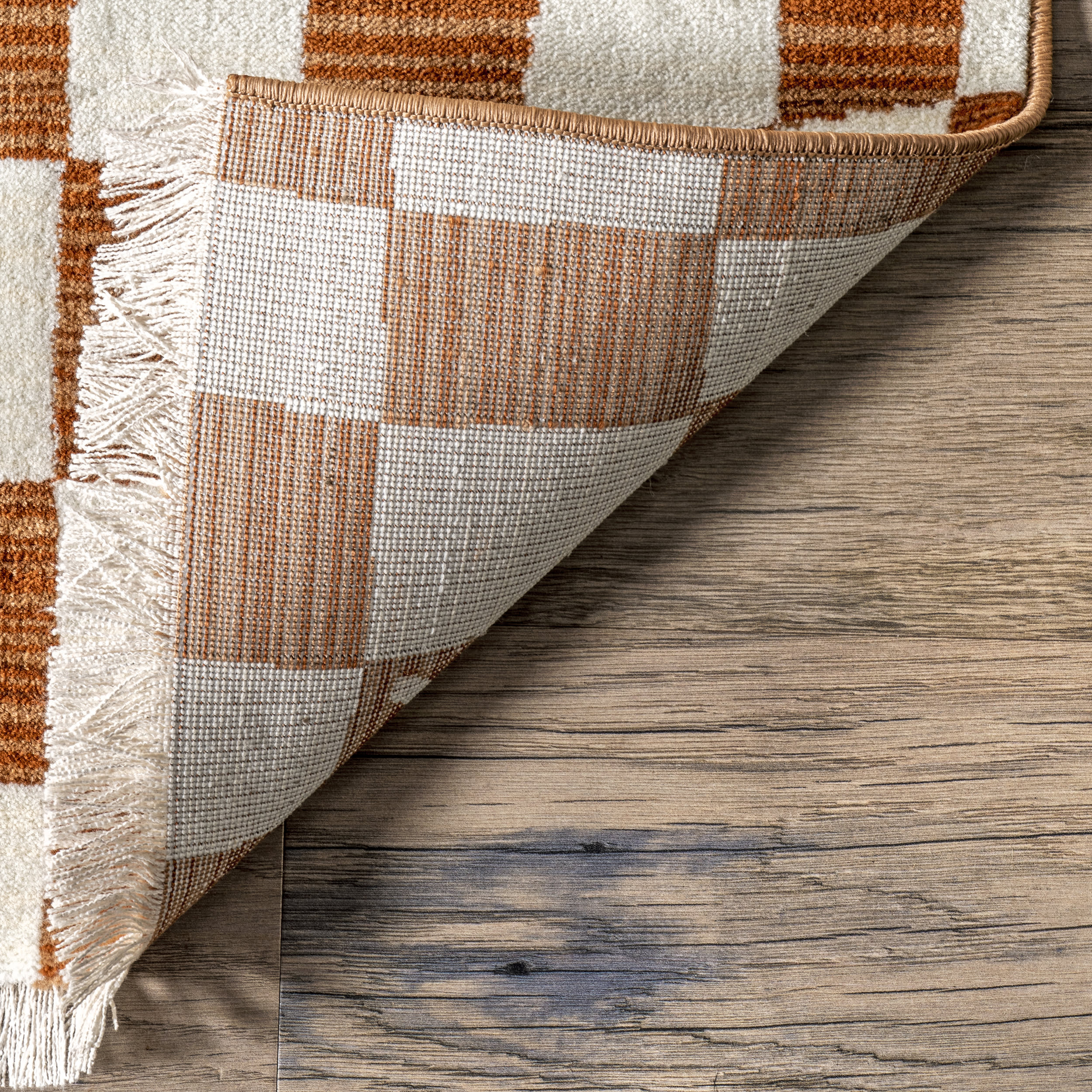 Rasali Checkered Box Rug | Orange - Image 7