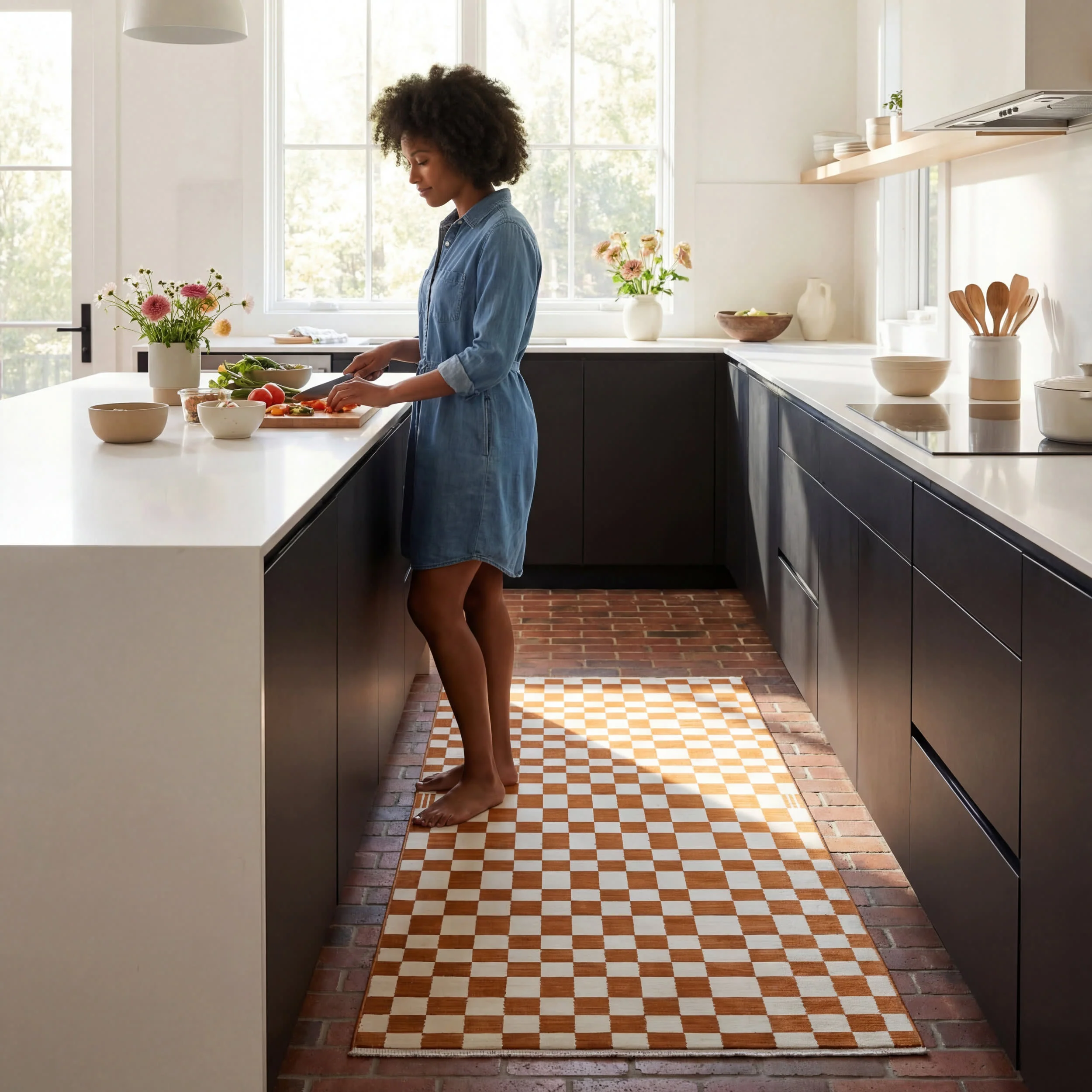 Rasali Checkered Box Rug | Orange - Image 8