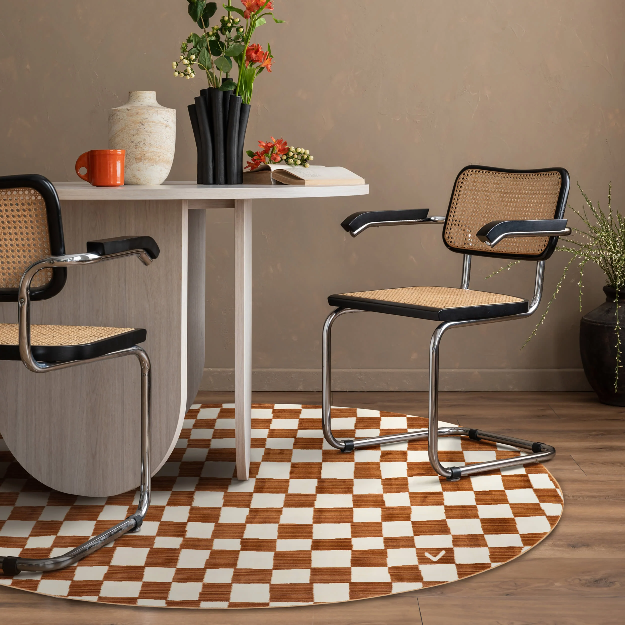 Rasali Checkered Box Rug | Orange - Image 2