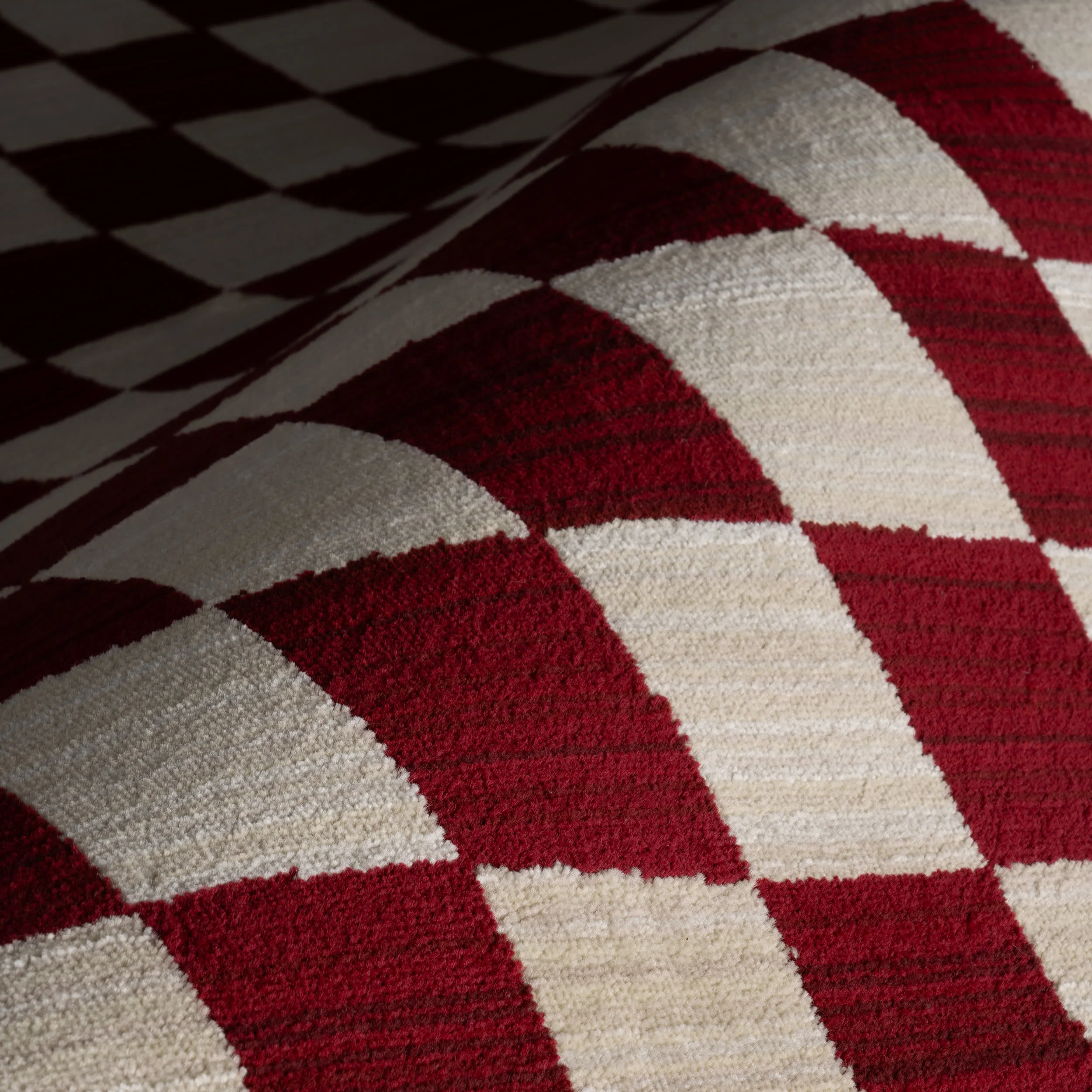 Rasali Checkered Box Rug | Red - Image 3