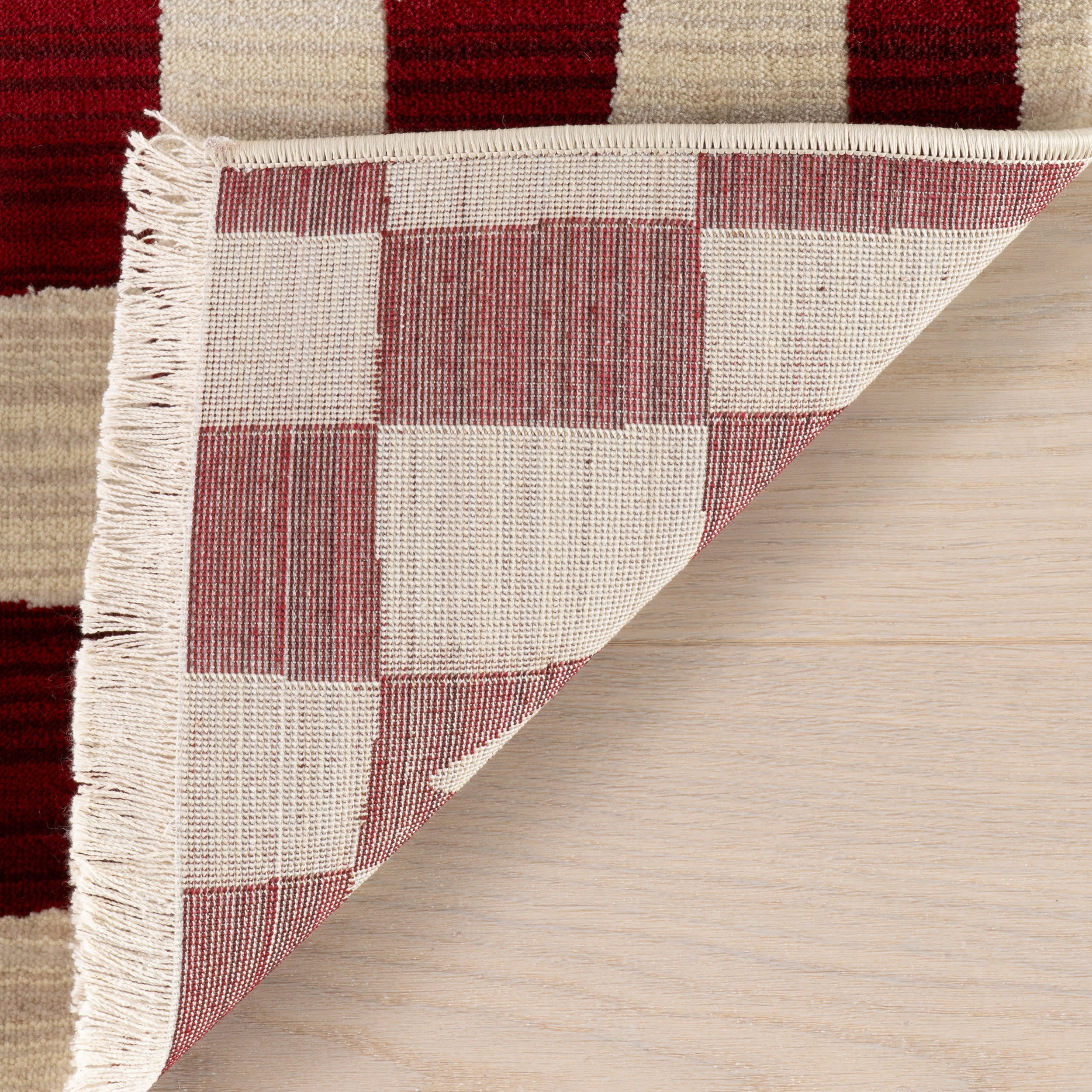 Rasali Checkered Box Rug | Red - Image 6