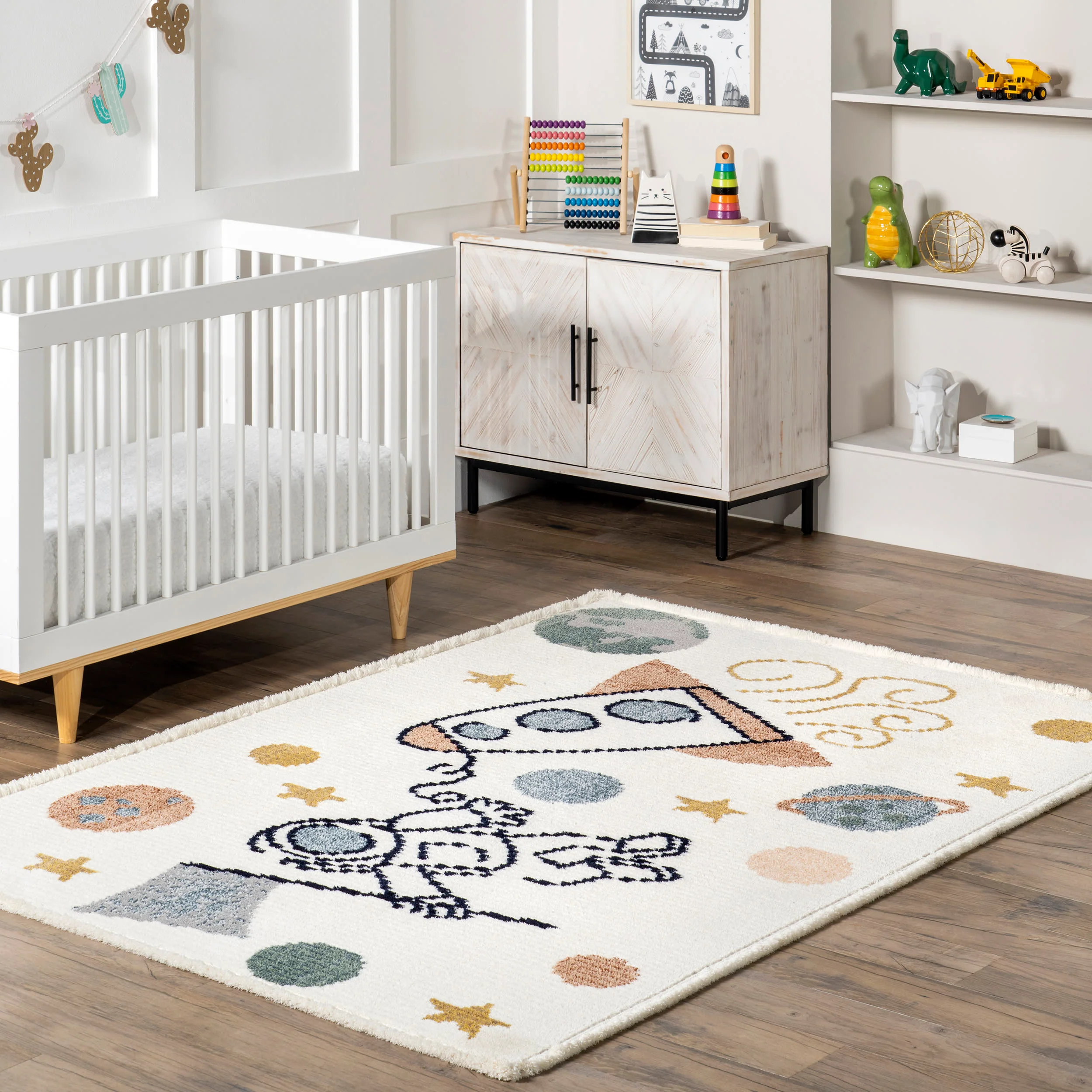 Rasha Kids Astronauts In Space Rug | Beige - Image 2