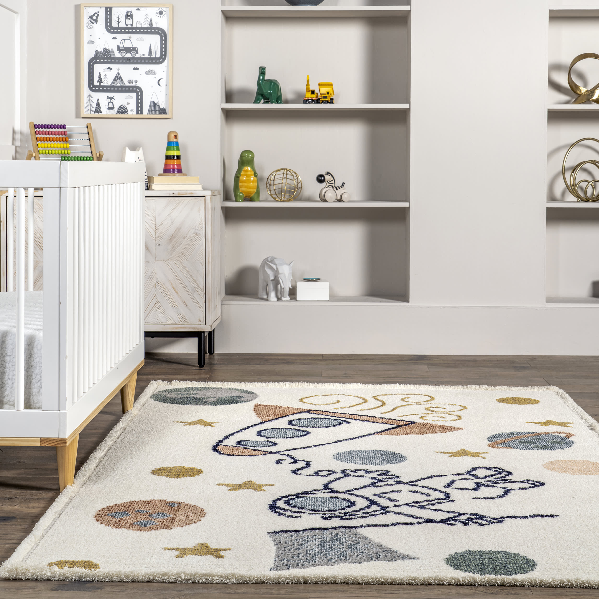 Rasha Kids Astronauts In Space Rug | Beige - Image 4