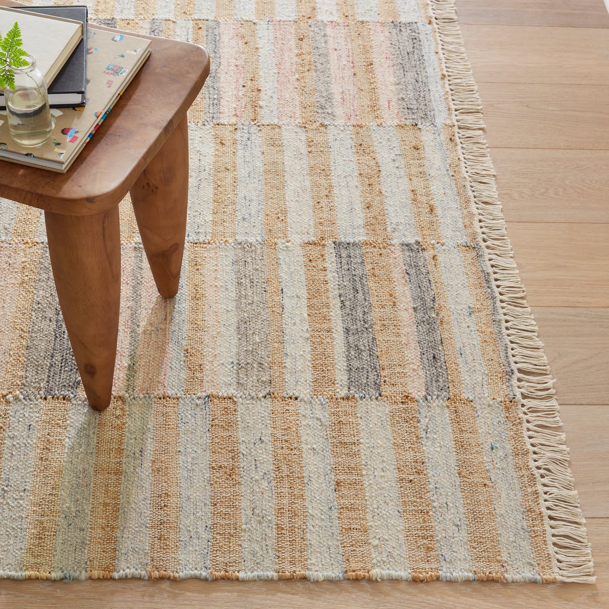 Ravel Stripe Handwoven Wool Rug | Blue - Image 5