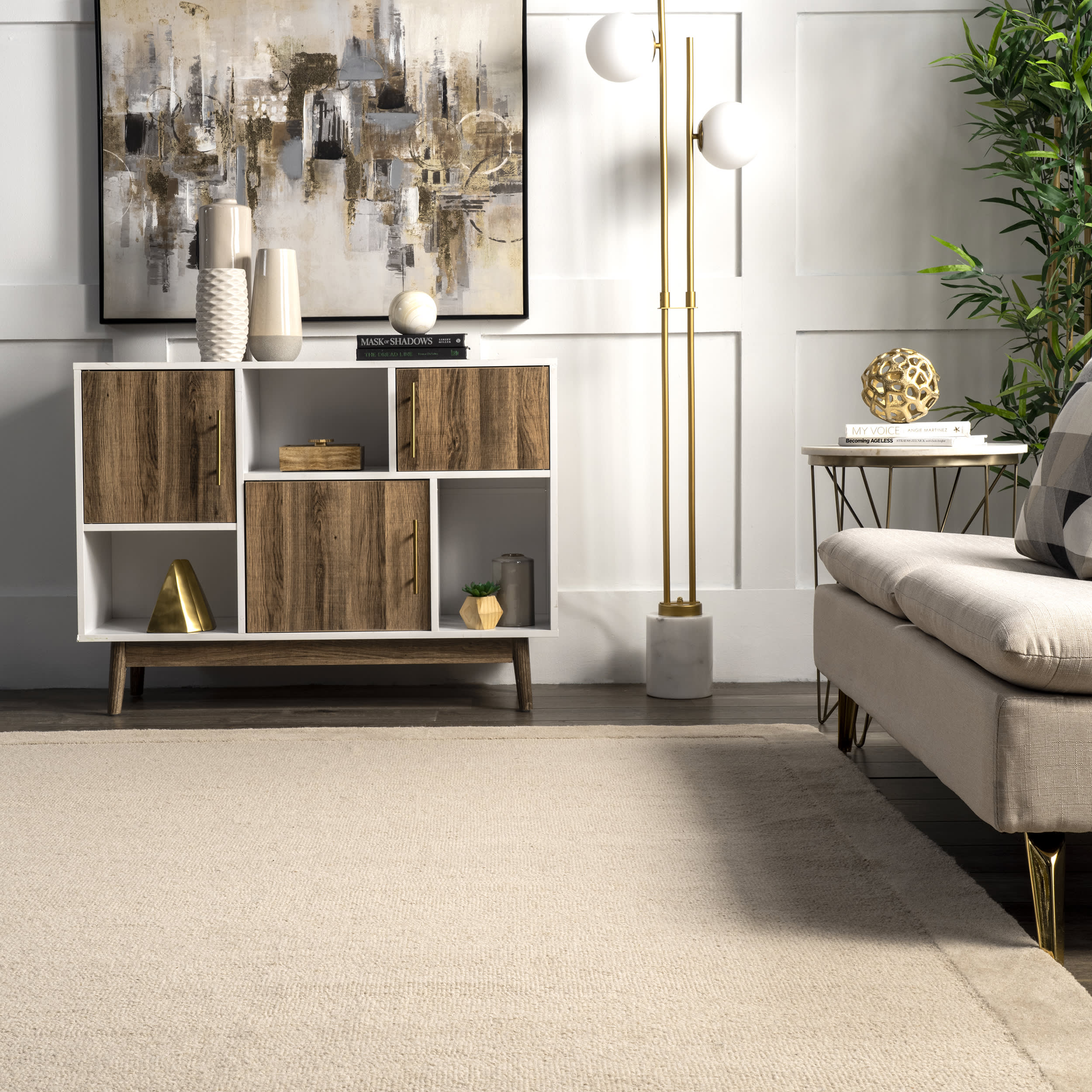 Raya Wool Monochromatic Rug | Beige - Image 4