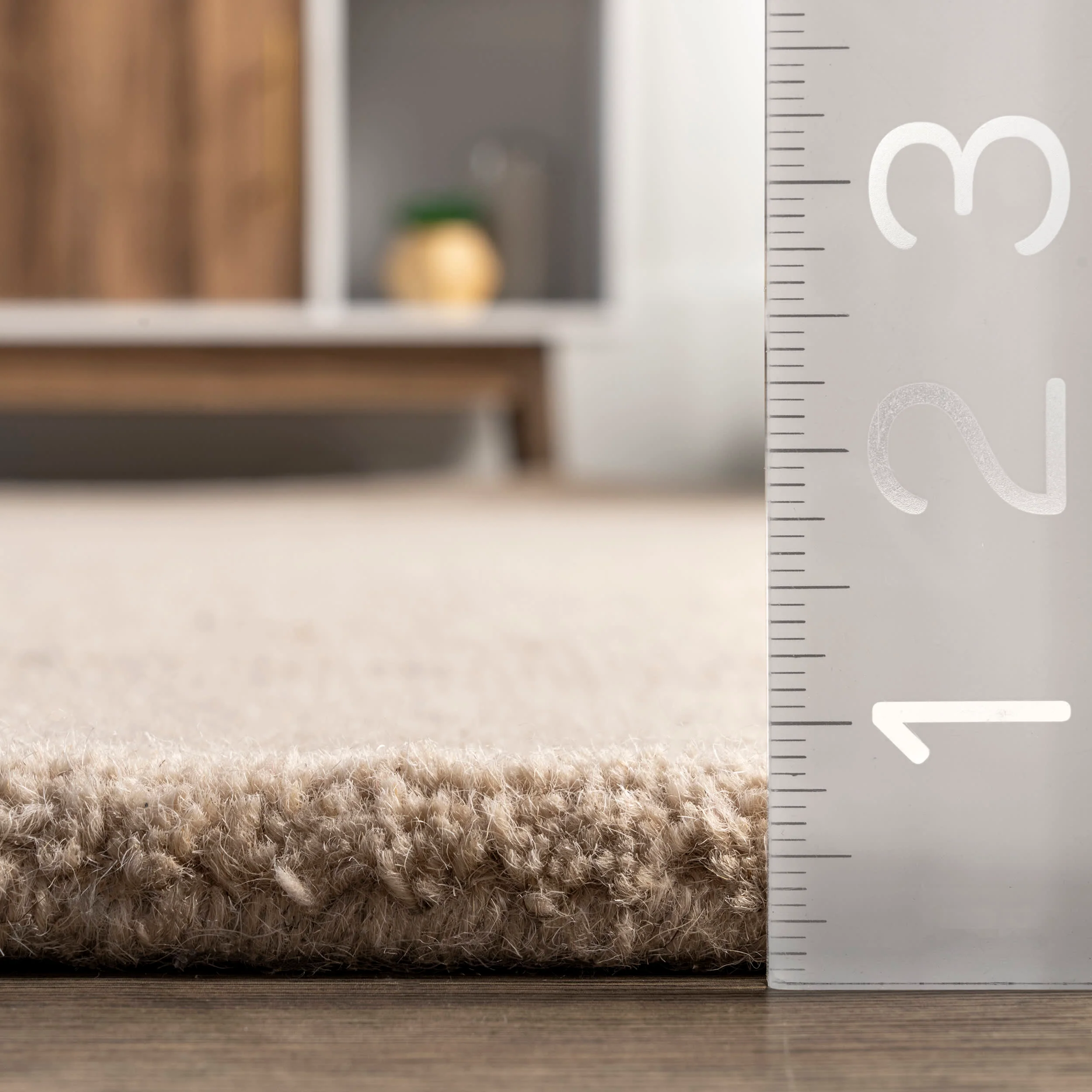 Raya Wool Monochromatic Rug | Beige - Image 5