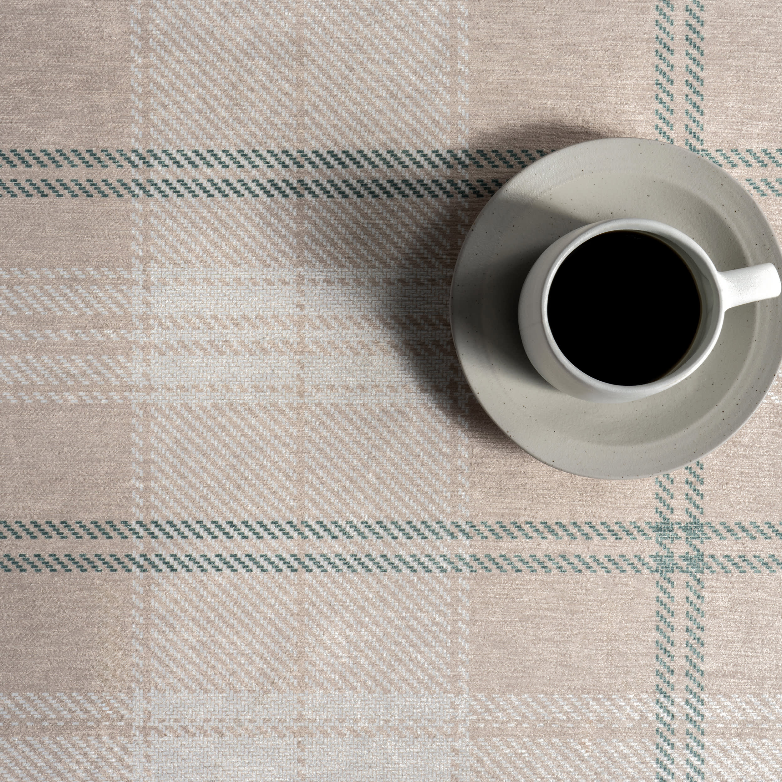 Raye Plaid Spill Proof Washable Rug | Beige - Image 8