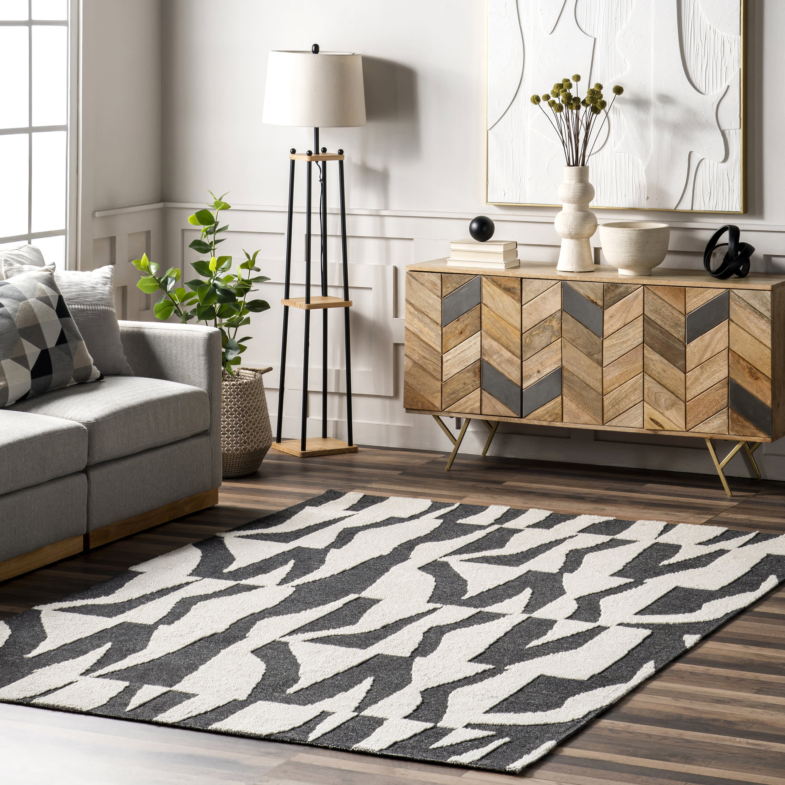 Rayla Monochrome Rug | Charcoal - Image 2